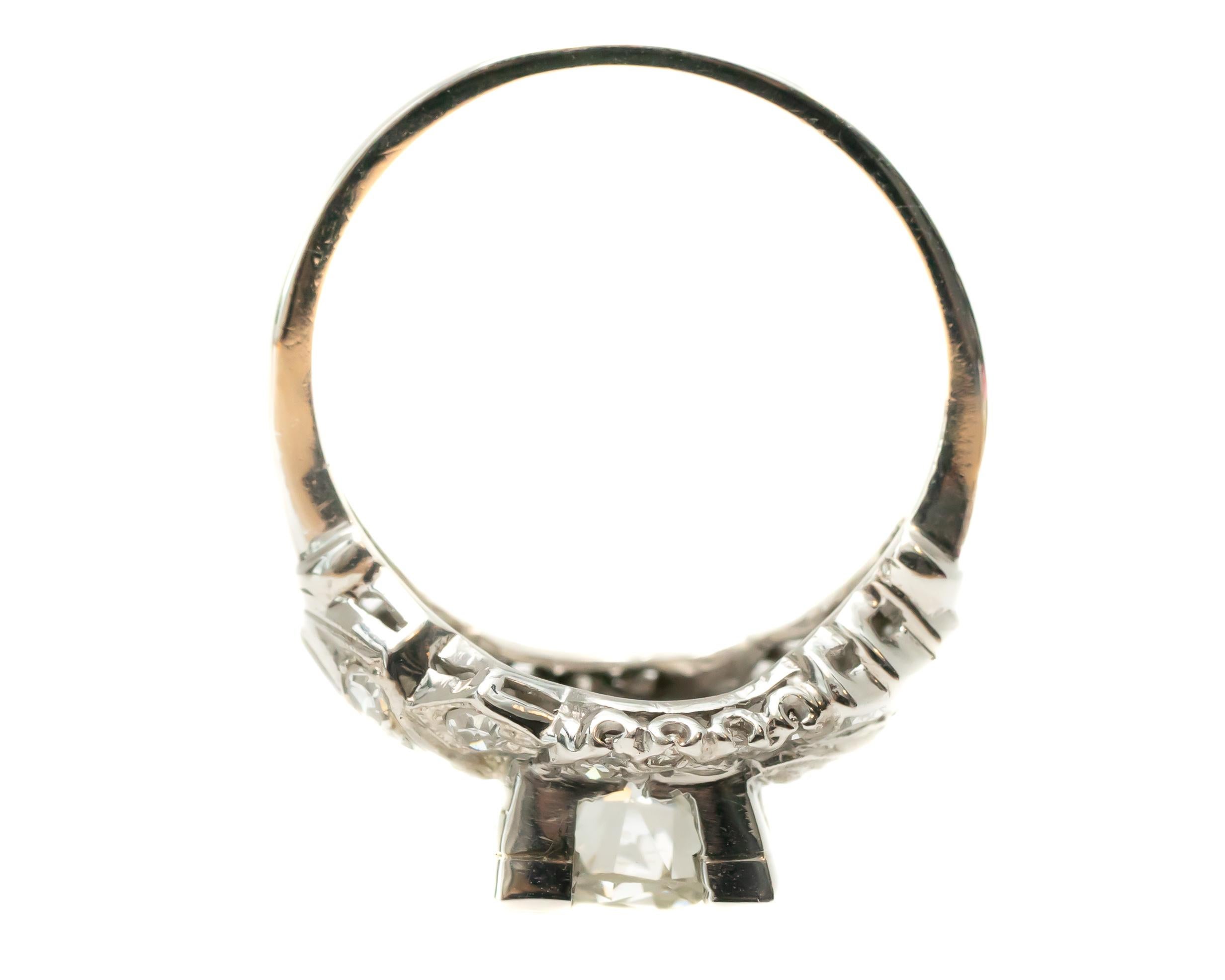 GIA Certified 1920 Art Deco 1.53 Carat Diamond Platinum Engagement Ring For Sale 1