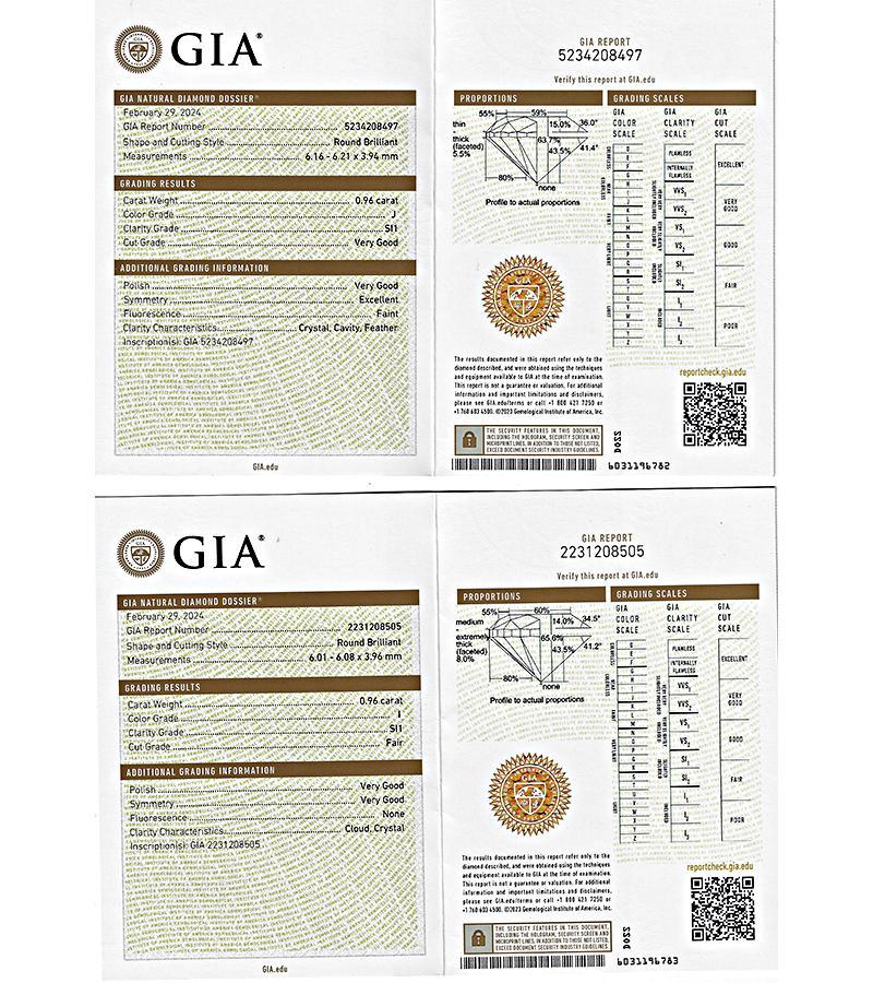 GIA-zertifizierte 1,92cttw Diamant-Ohrstecker im Zustand „Gut“ im Angebot in New York, NY