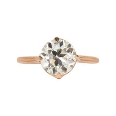 GIA Certified 1.93 Carat Diamond Yellow Gold Engagement Ring