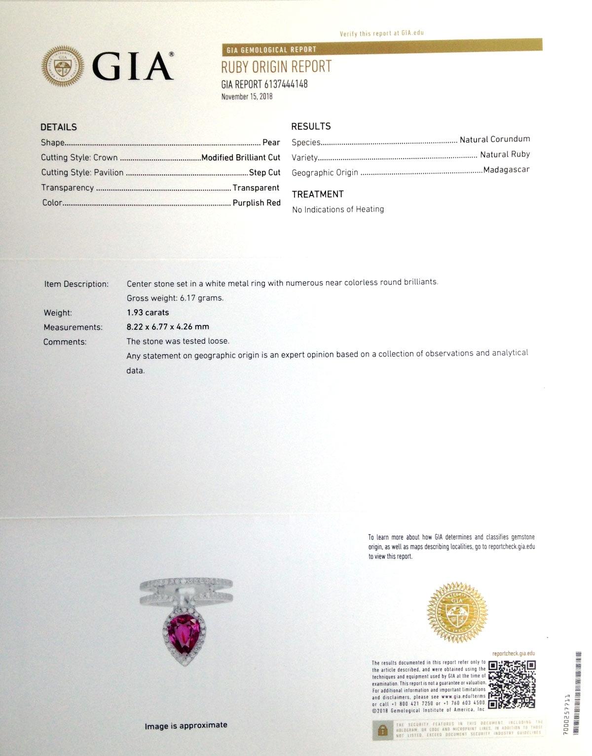 Les meilleures choses de la vie sont éternelles. Et nos pierres précieuses ne s'effaceront jamais, tout comme l'amour que vous éprouvez l'un pour l'autre. Vivez, aimez et riez avec cette superbe bague en rubis. Avec un certificat GIA, ce rubis