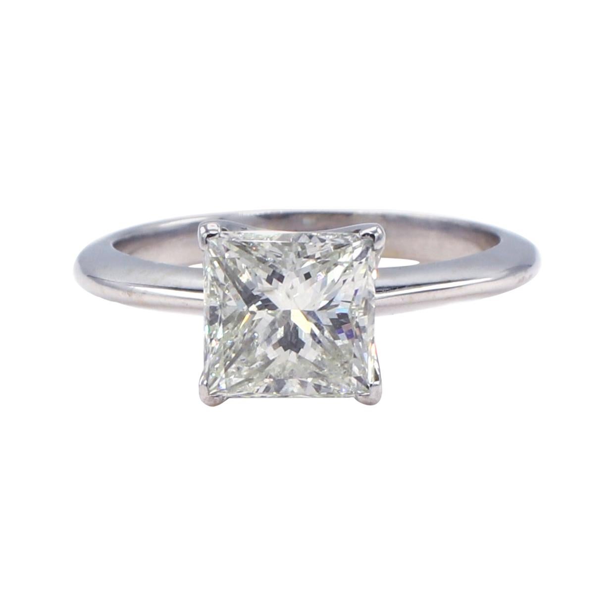 GIA Certified 1.93 Carat Princess Cut Diamond Solitaire Engagement Ring