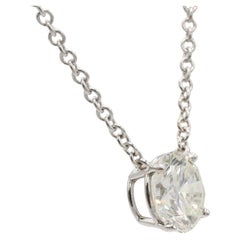 GIA Certified 1.93 Carat Round Natural Diamond Drop Necklace 14K White Gold