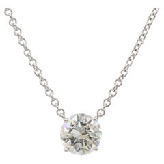 GIA Certified 1.93 Carat Round Natural Diamond Drop Necklace 14K White Gold