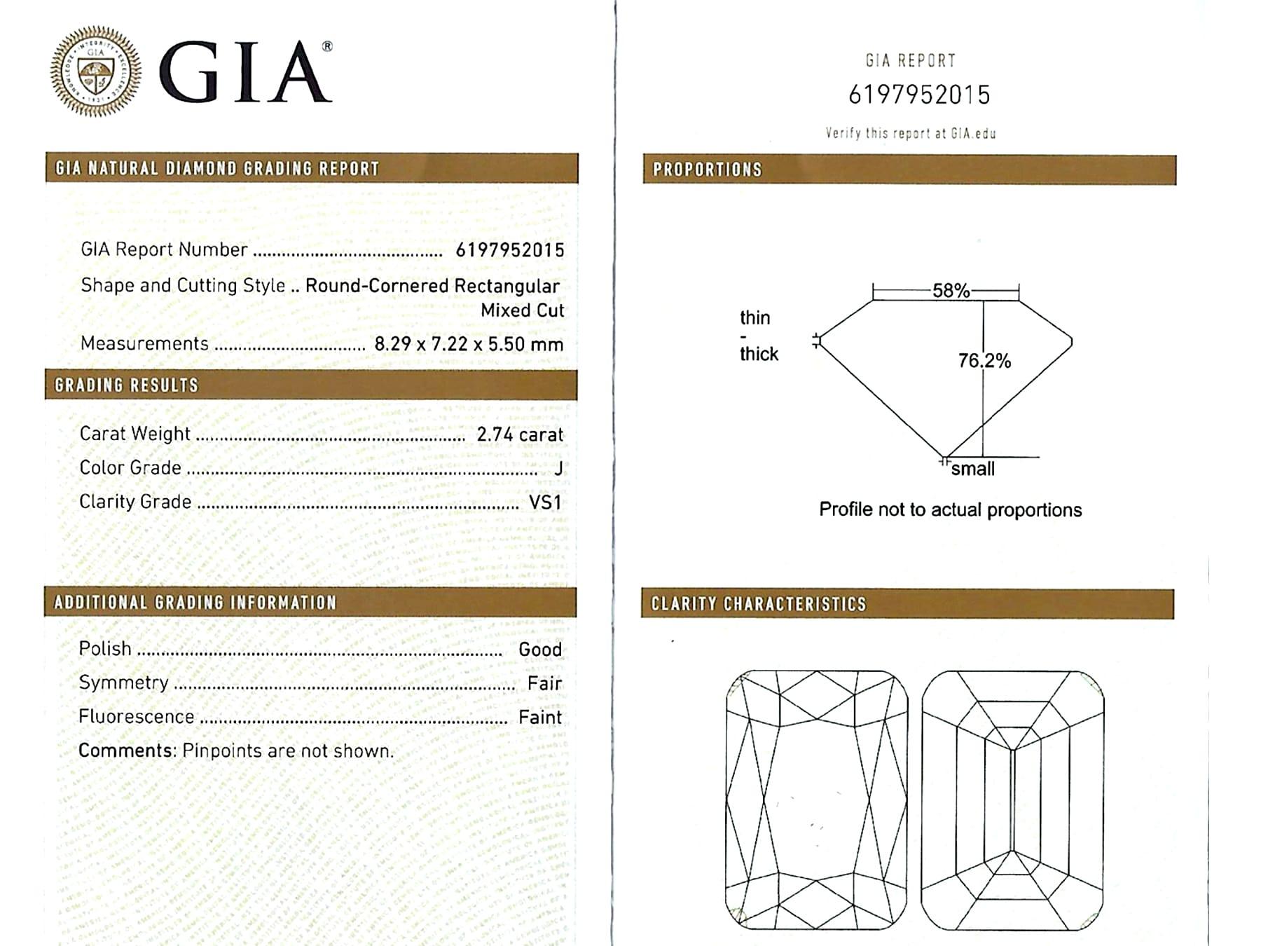 GIA Certified 2.84 Carat Diamond and Solitaire Engagement Ring in Platinum For Sale 9