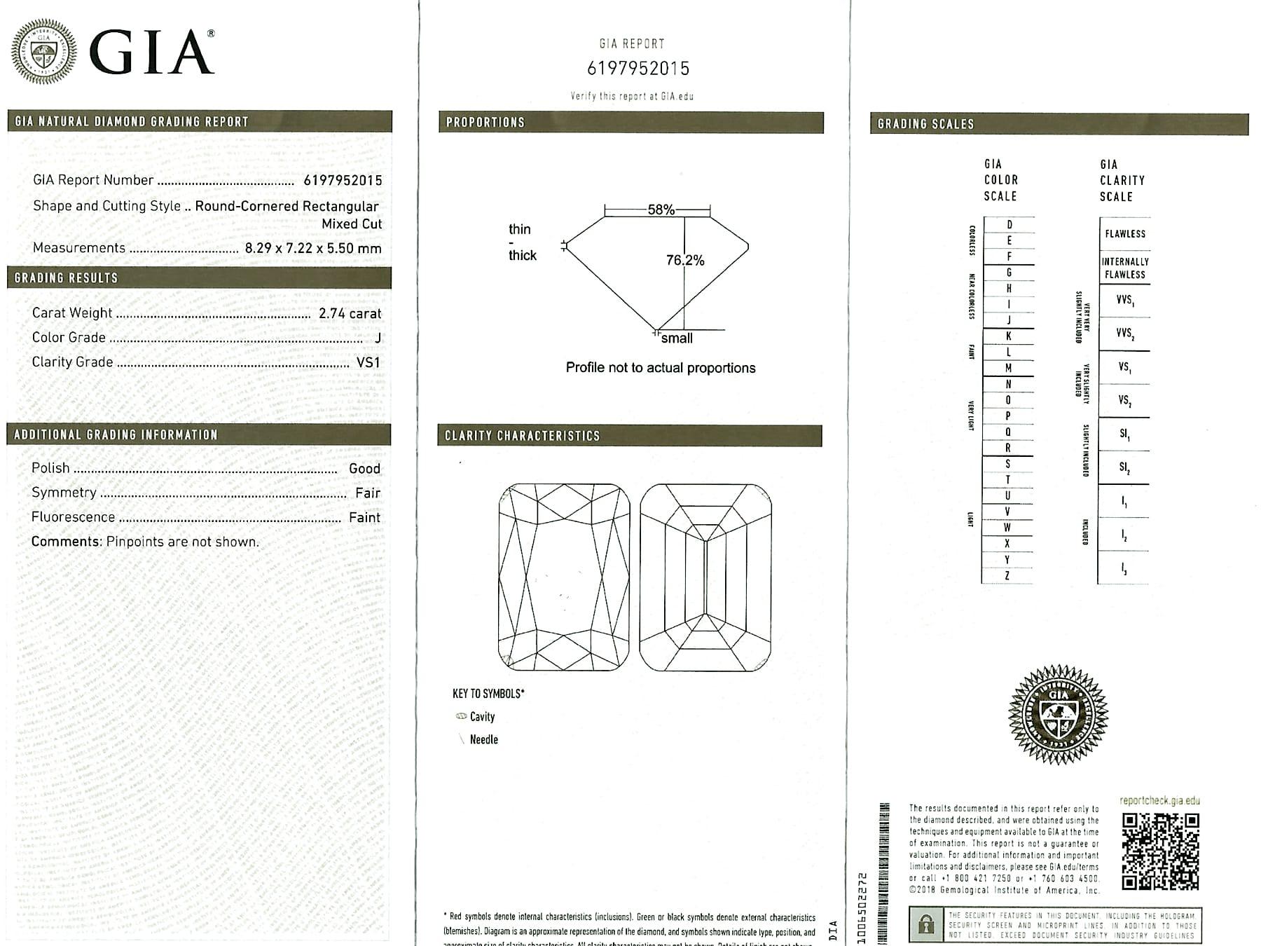 GIA Certified 2.84 Carat Diamond and Solitaire Engagement Ring in Platinum For Sale 10