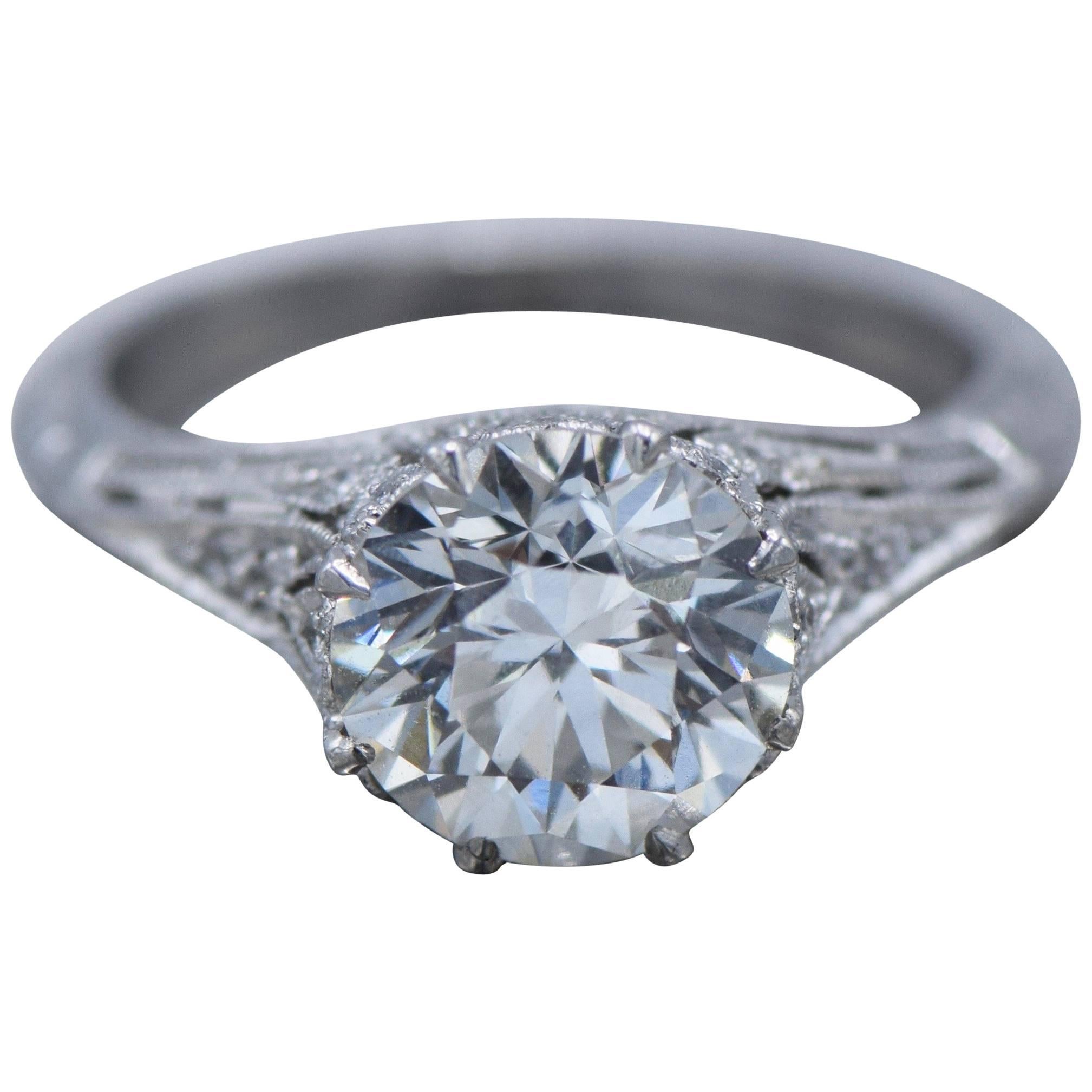 GIA Certified 1.94 Carat Diamond and Platinum Ring