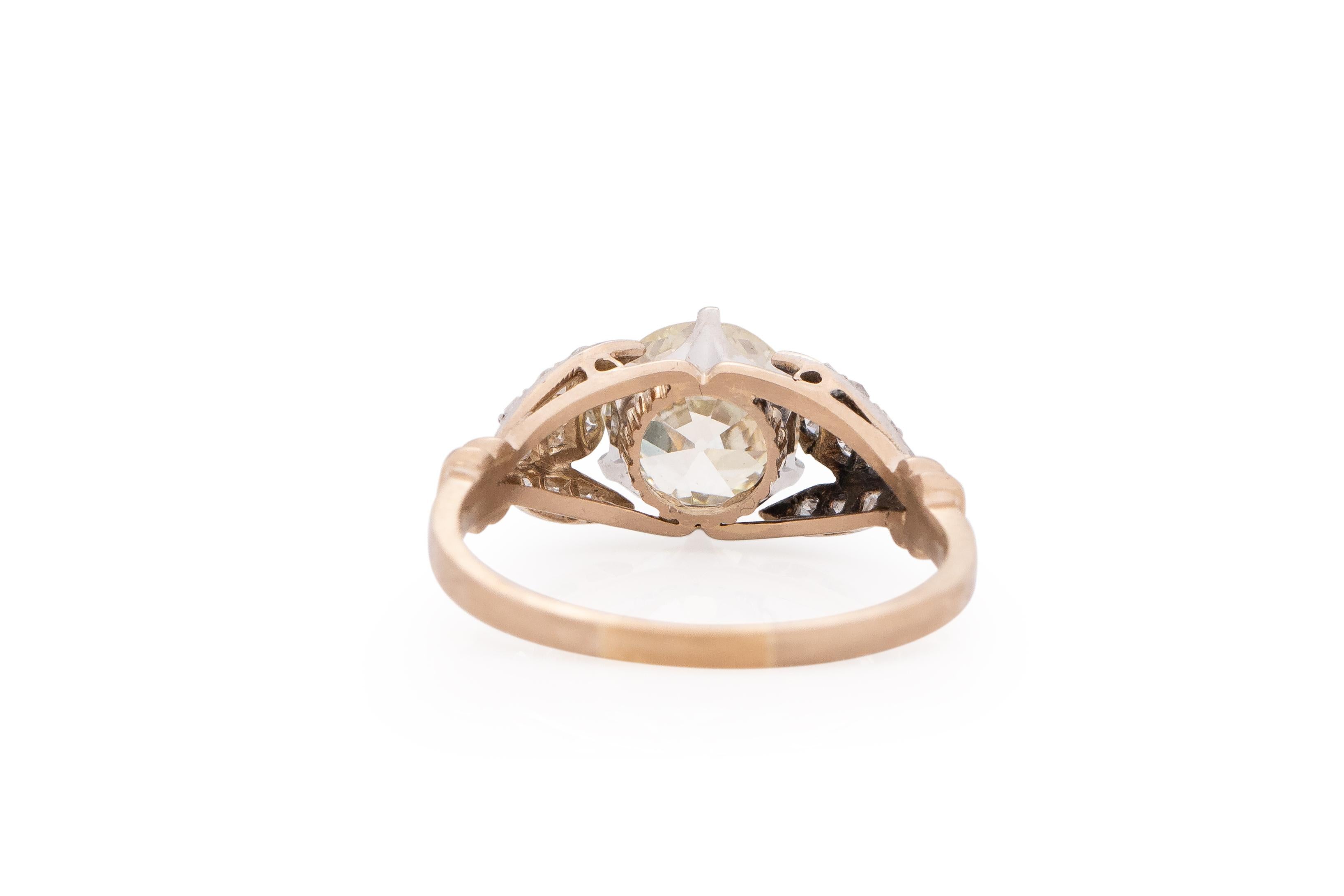 Old European Cut GIA Certified 1.94 Carat Edwardian Diamond 14 Karat & Plat Head Engagement Ring For Sale