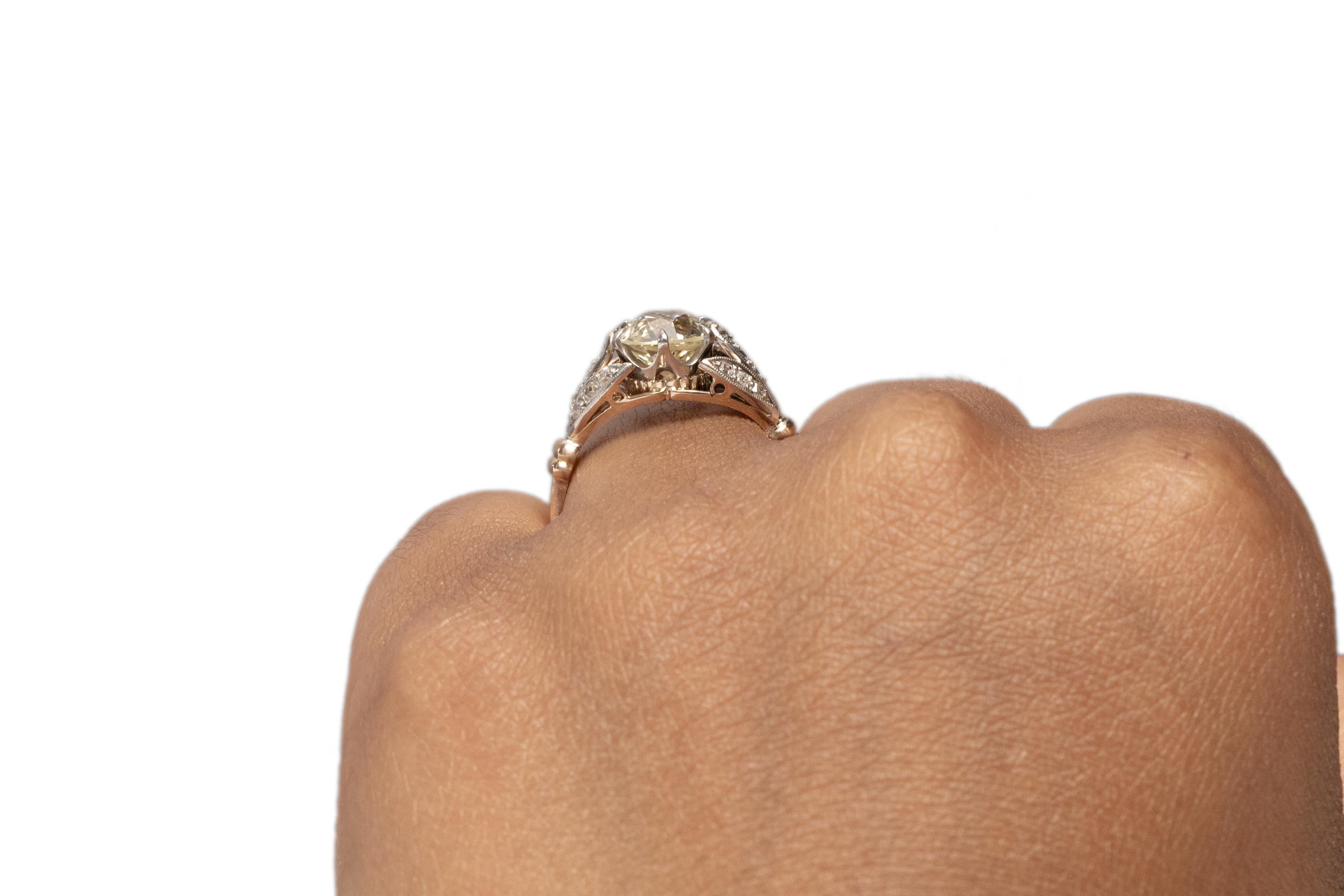 Women's GIA Certified 1.94 Carat Edwardian Diamond 14 Karat & Plat Head Engagement Ring For Sale