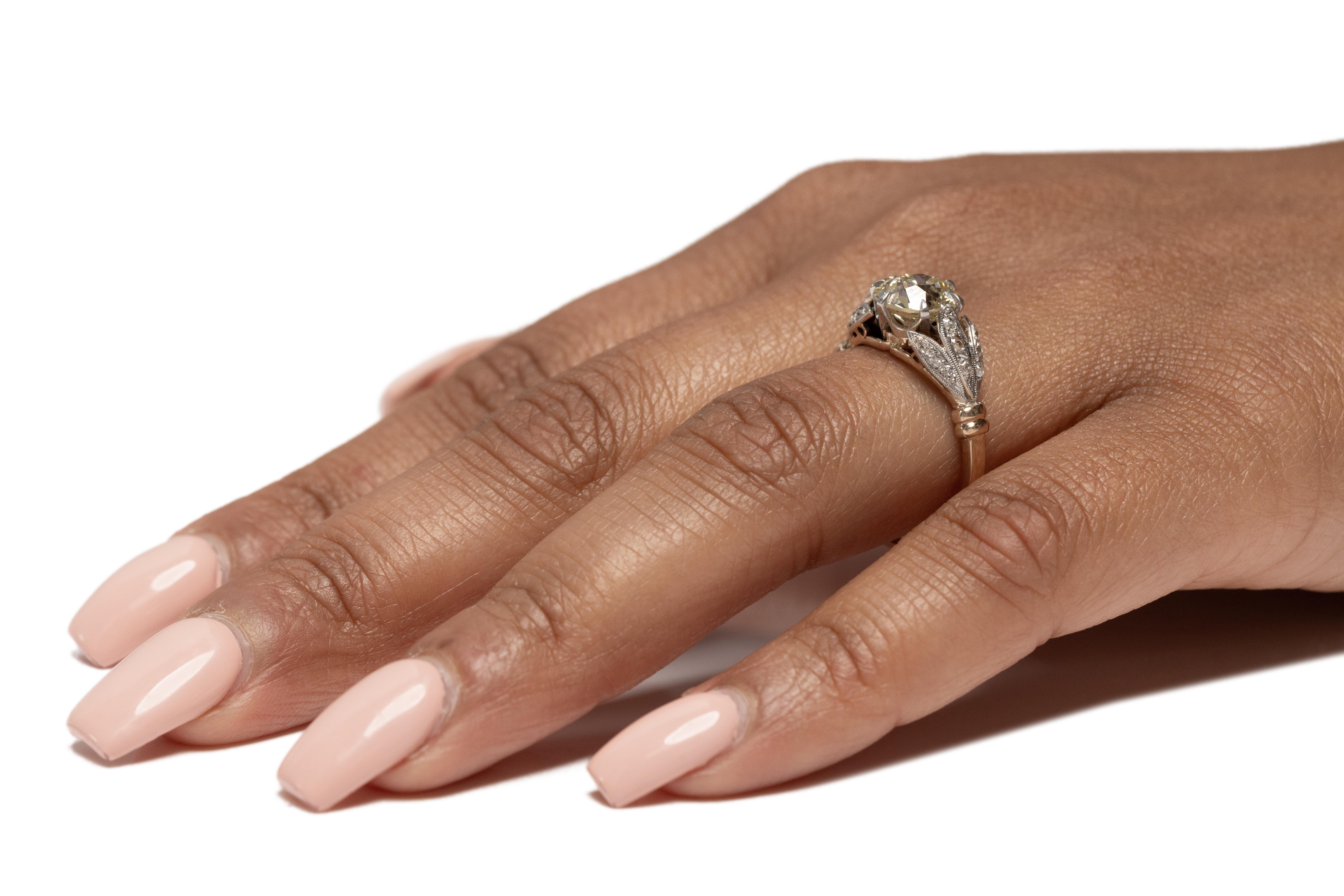 GIA Certified 1.94 Carat Edwardian Diamond 14 Karat & Plat Head Engagement Ring For Sale 1