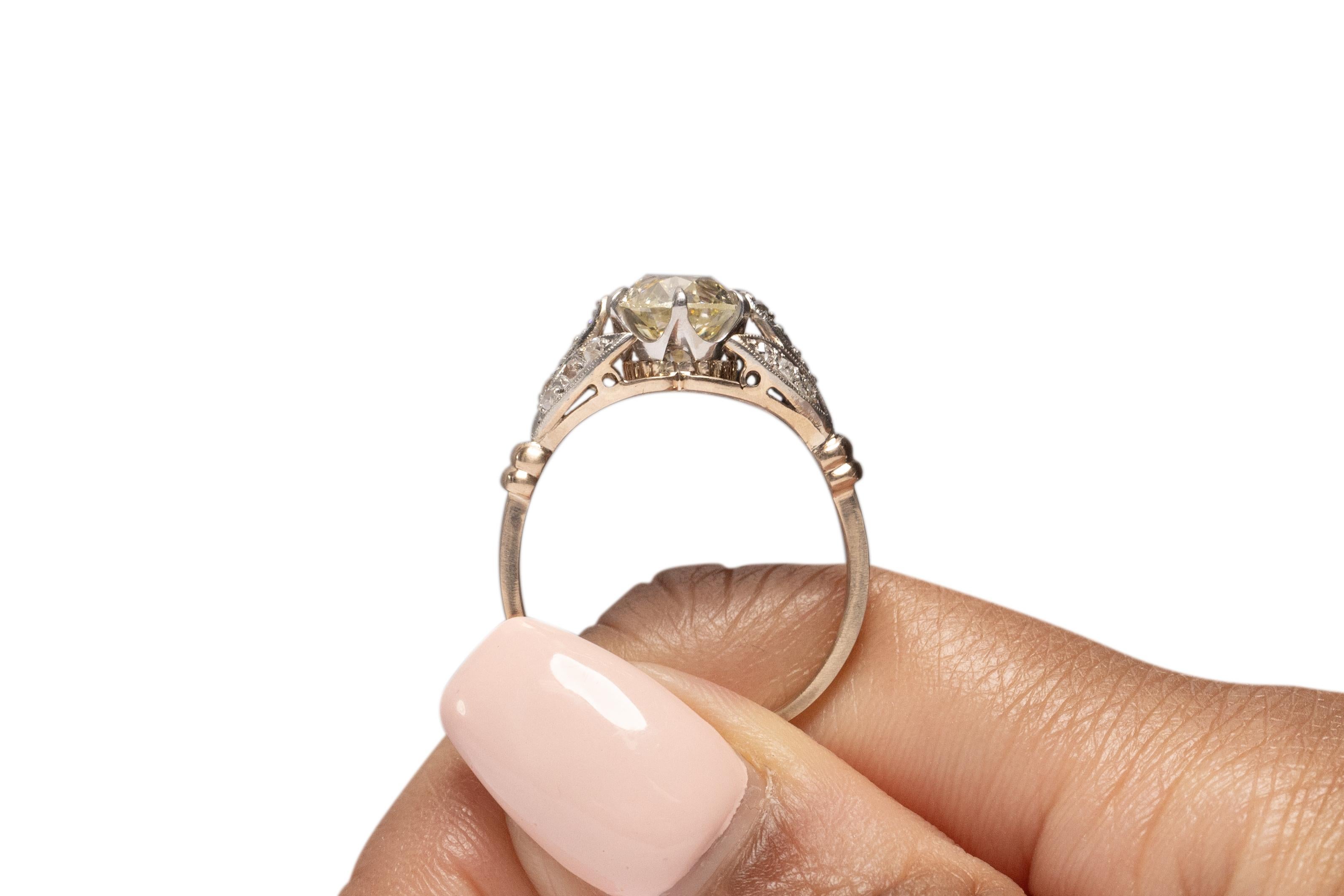 GIA Certified 1.94 Carat Edwardian Diamond 14 Karat & Plat Head Engagement Ring For Sale 2