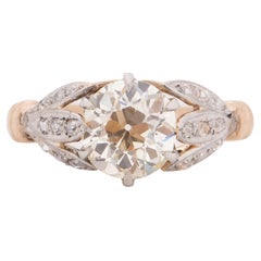GIA Certified 1.94 Carat Edwardian Diamond 14 Karat & Plat Head Engagement Ring