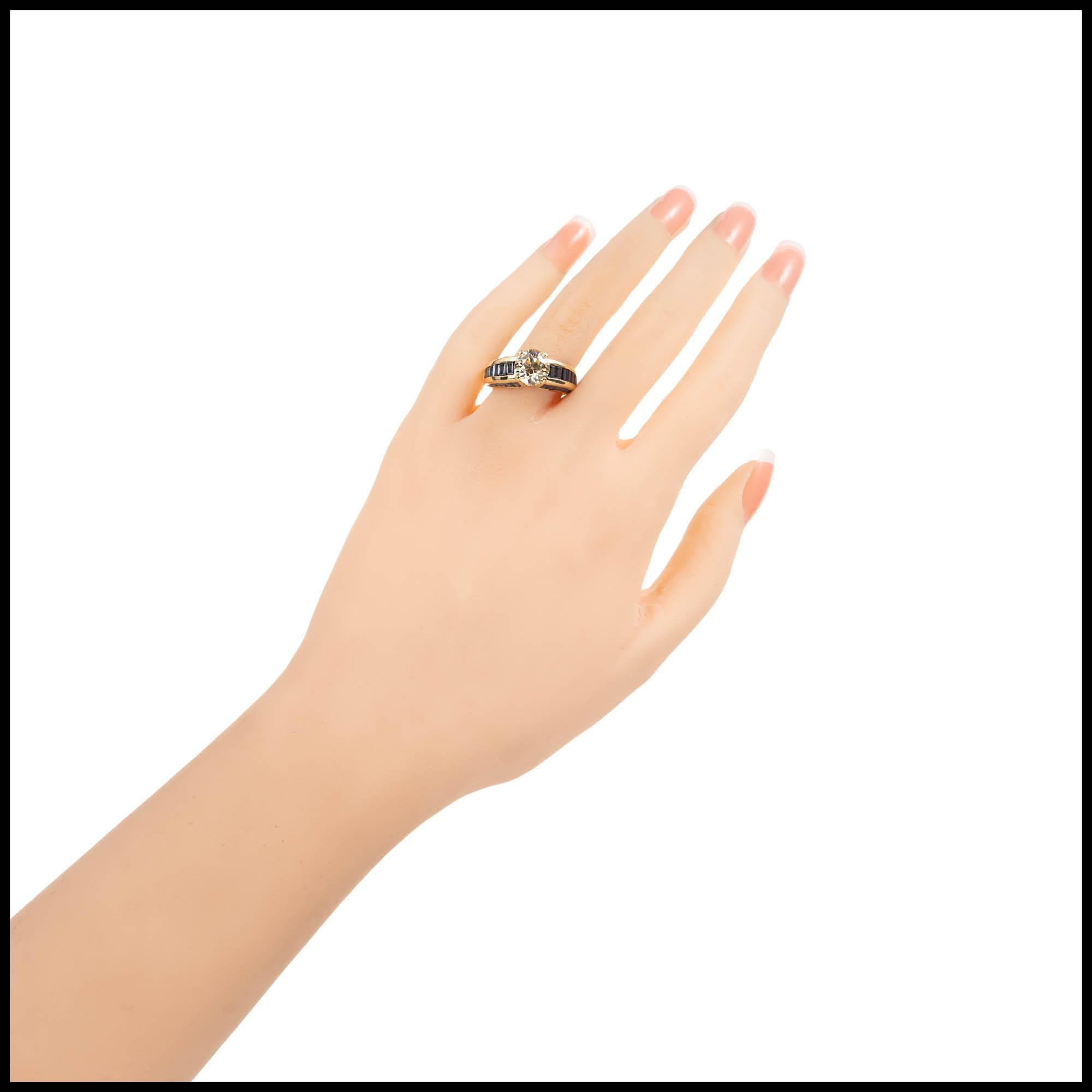Bague de fiançailles en or avec saphir jaune clair et diamant certifié GIA de 1,94 carat en vente 1