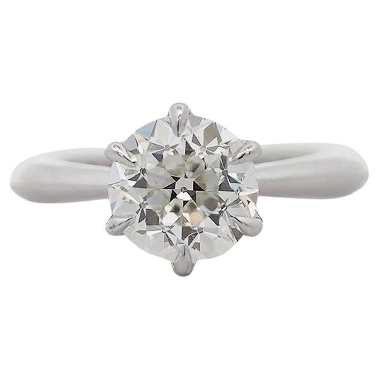 GIA Certified 1.94 Carat Old Euro Cut Diamond I/VS1 White Gold Solitaire Ring For Sale