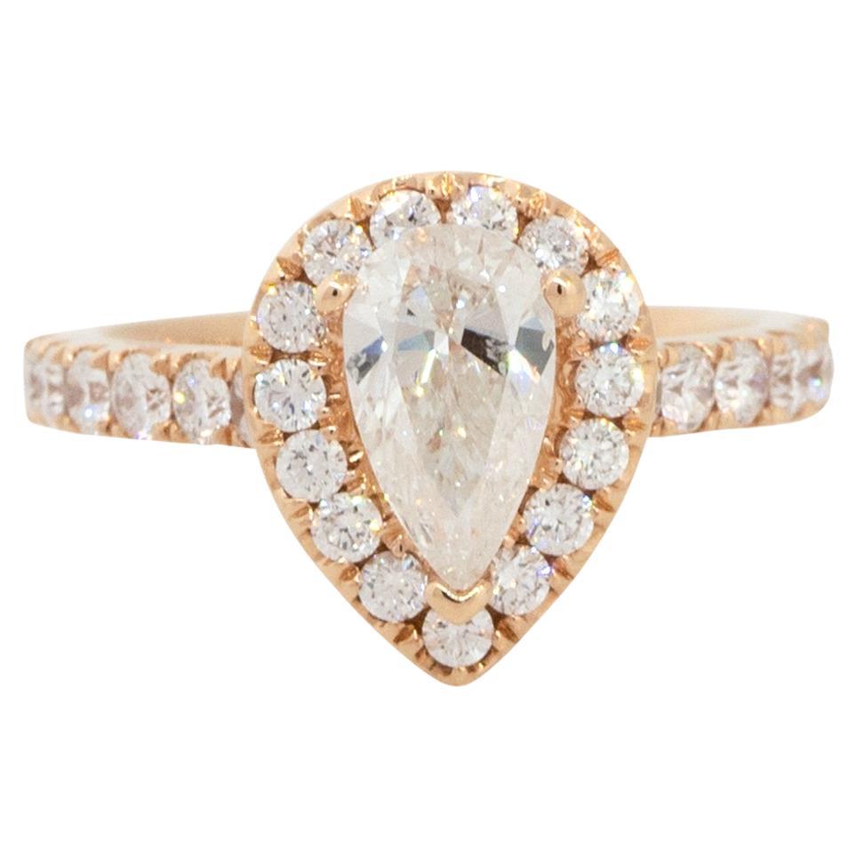 GIA Certified 1.94 Carat Pear Shaped Diamond Engagement Ring 18 Karat In Stock For Sale