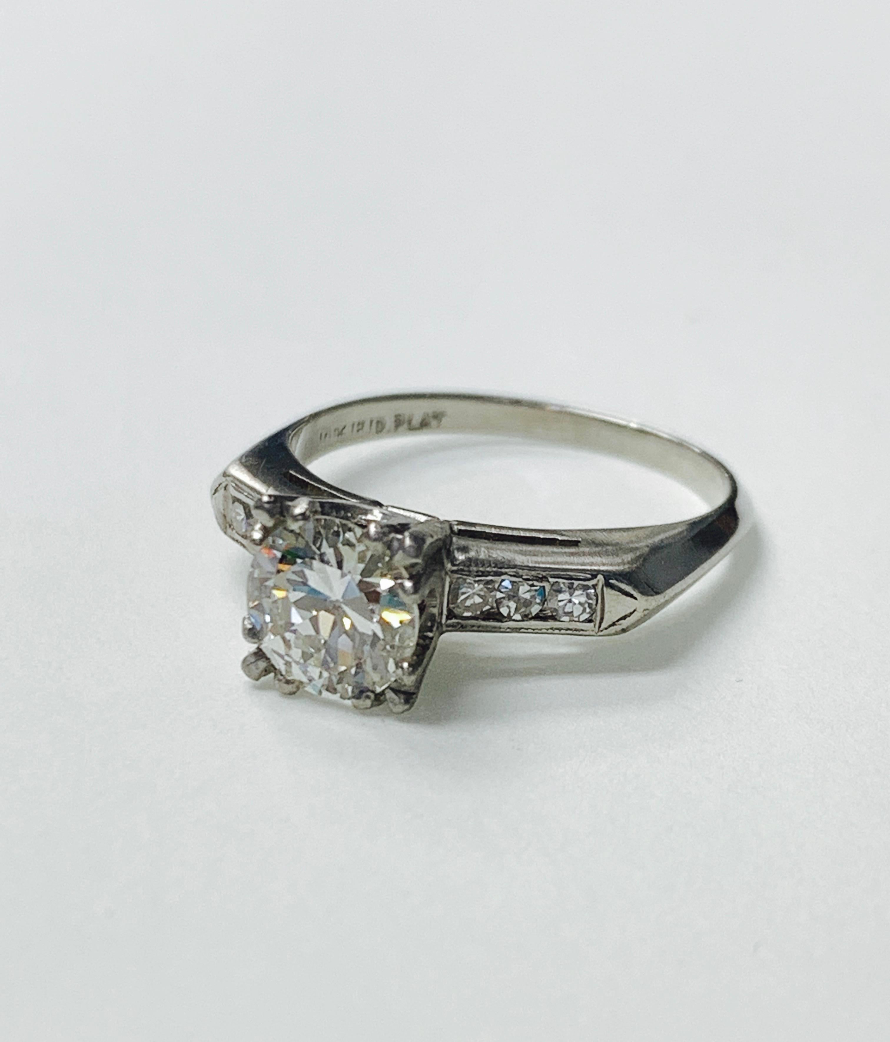 Bague de fiançailles en platine avec diamant de taille européenne ancienne certifié GIA, 1940 Excellent état - En vente à New York, NY