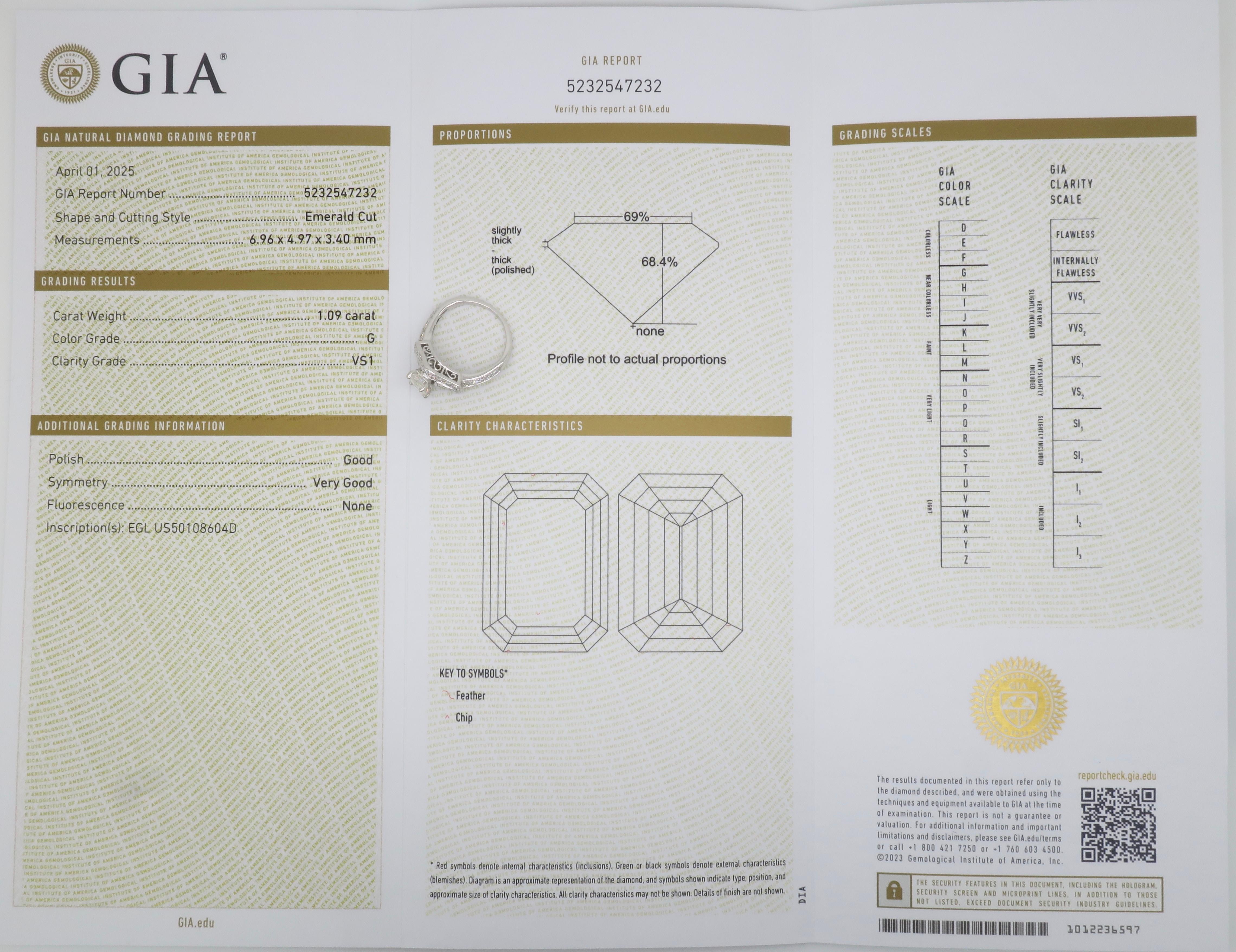 Anello con diamante taglio smeraldo certificato GIA 1.94CTW con incastonatura a cerchio in vendita 13