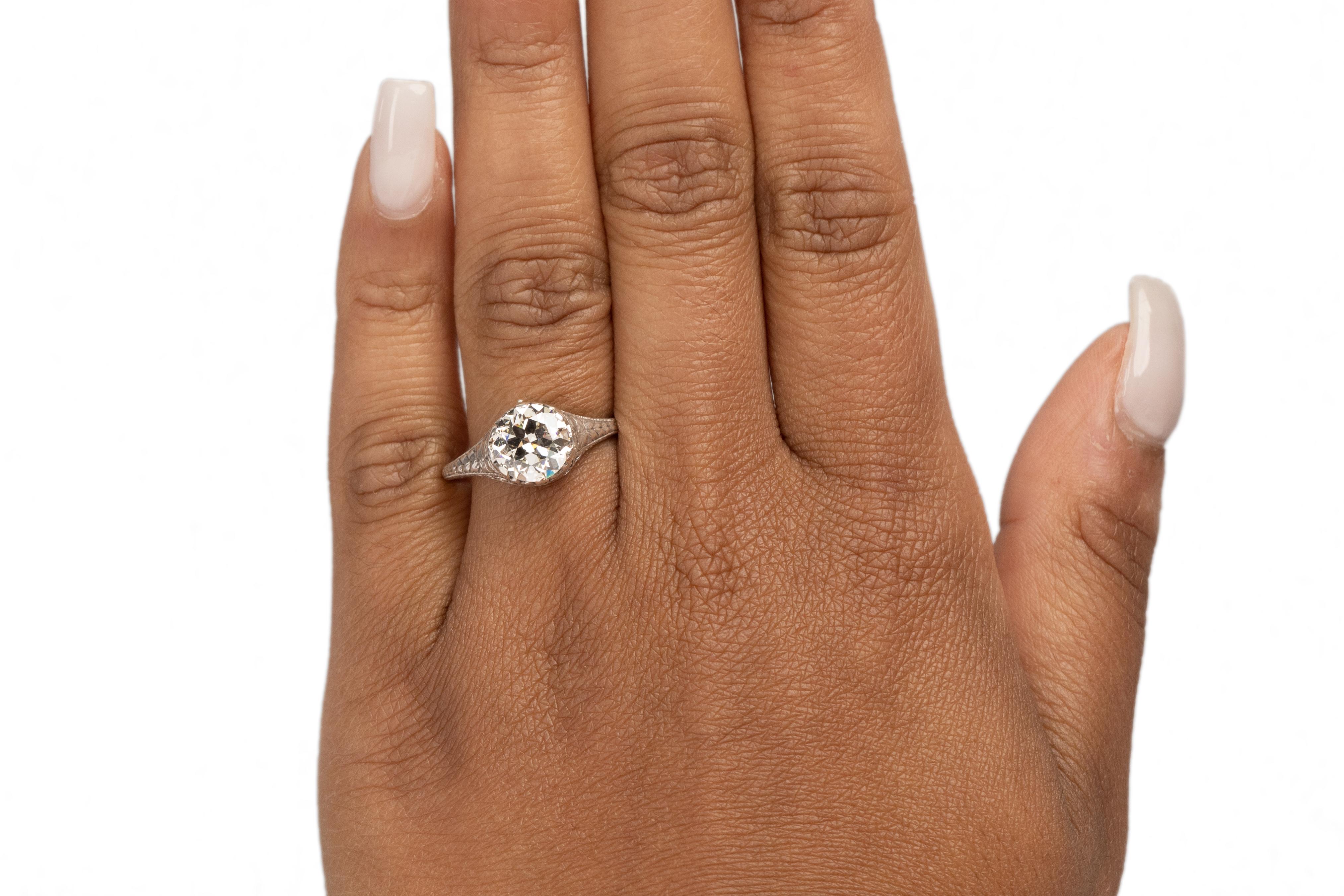 GIA-zertifizierter Platin-Verlobungsring mit 1.95 Karat Art Deco-Diamant im Zustand „Gut“ im Angebot in Atlanta, GA