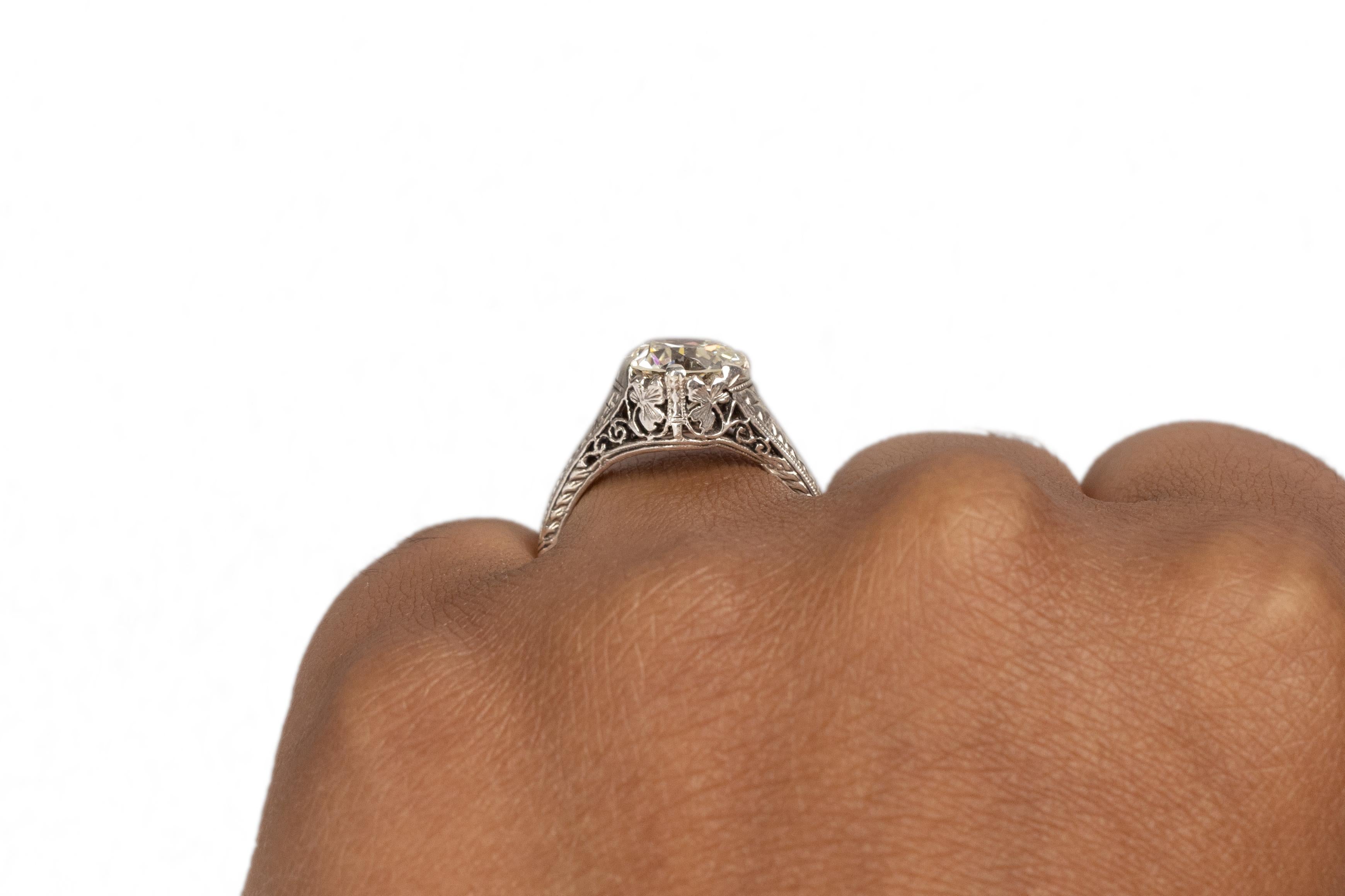 GIA Certified 1.95 Carat Art Deco Diamond Platinum Engagement Ring For Sale 1