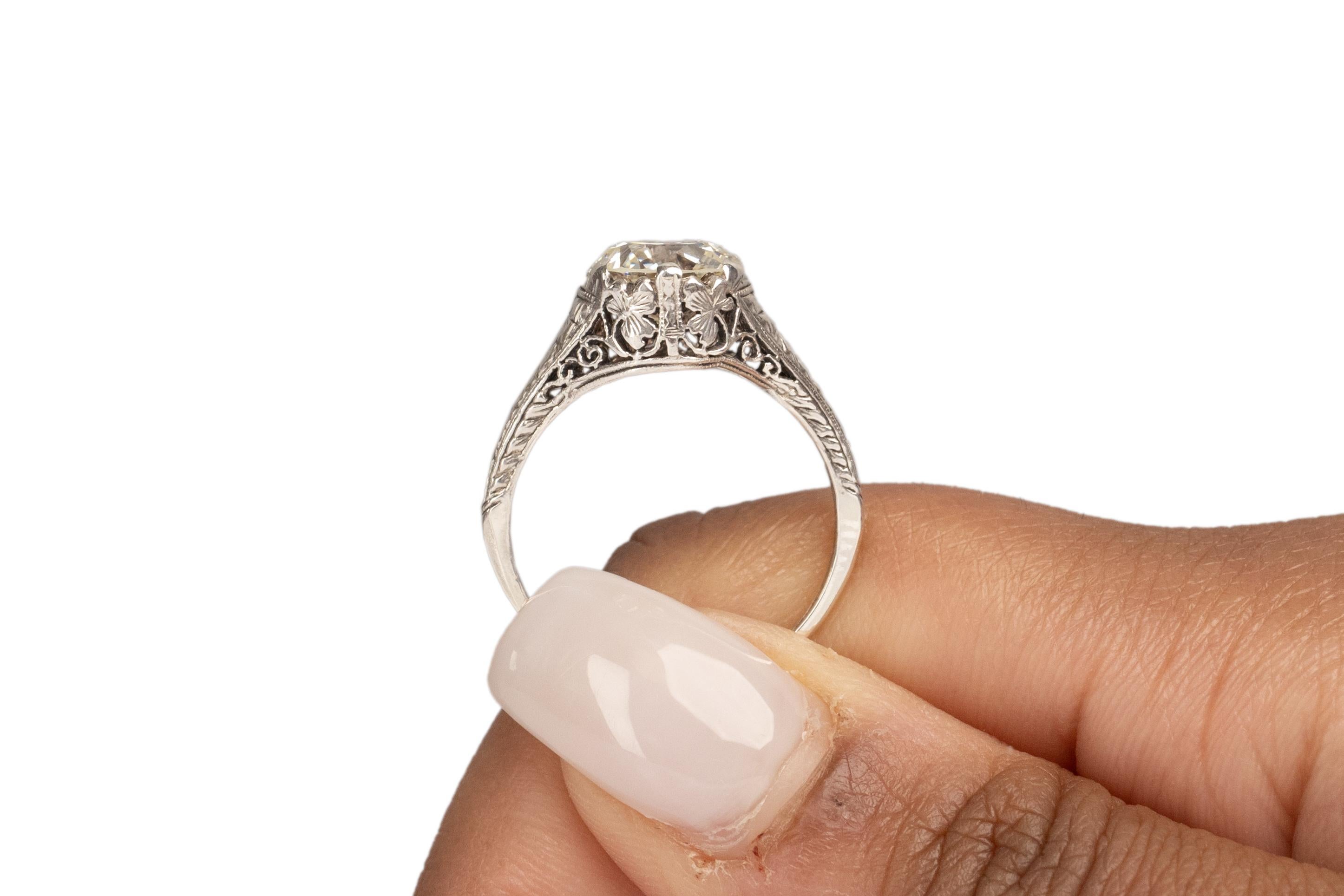 GIA Certified 1.95 Carat Art Deco Diamond Platinum Engagement Ring For Sale 3