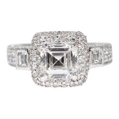 GIA Certified 1.95 Carat Assher Diamond Retro Style Ring