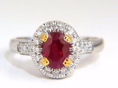 GIA Certificado 1,95 Quilates Anillo de Diamantes Rubí Natural 18 Kilates Rojo Vivo y Origen