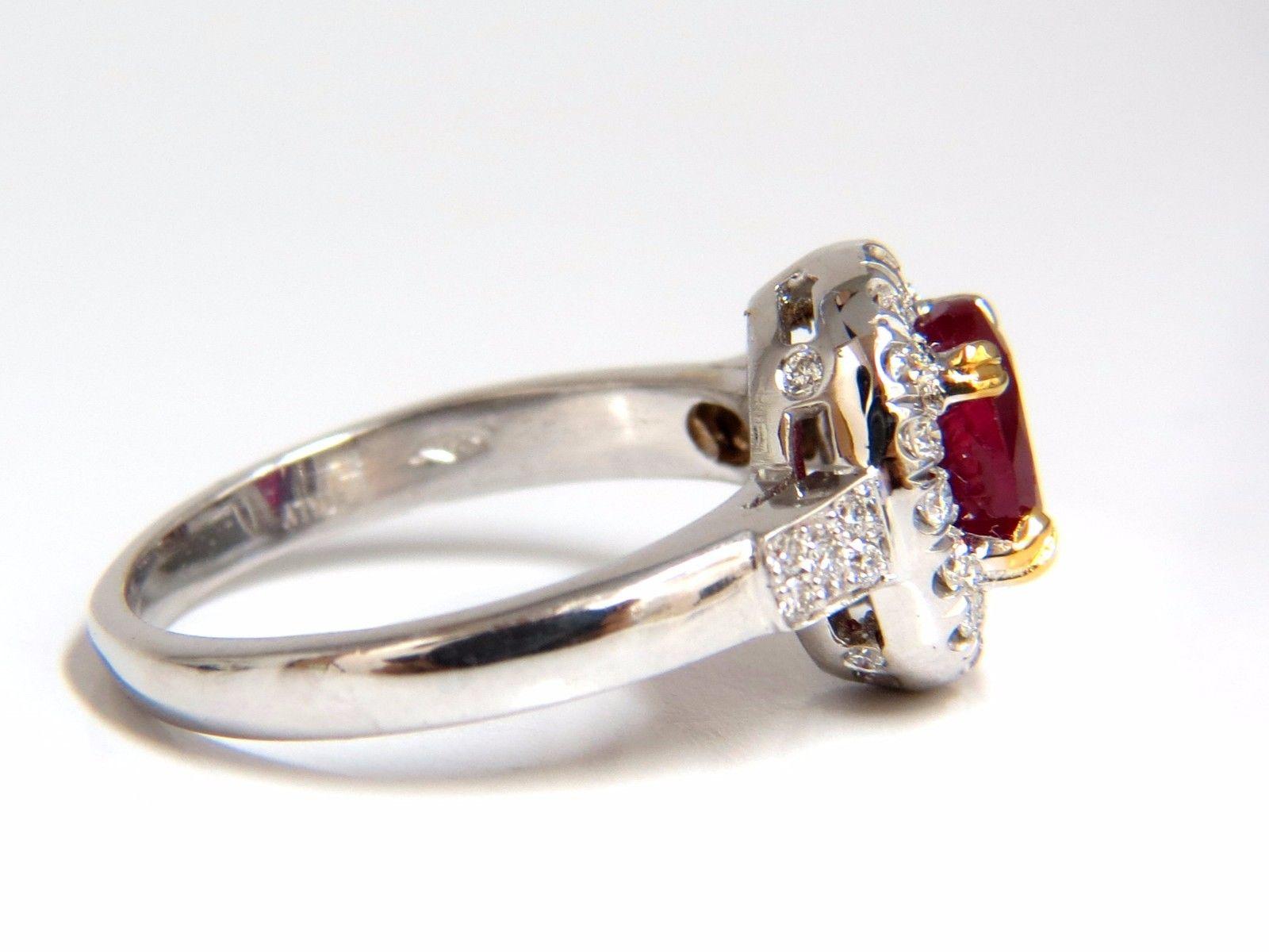 GIA Certified 1.95 Carat Natural Ruby Diamond Ring 18 Karat Vivid Red and Origin In New Condition For Sale In New York, NY