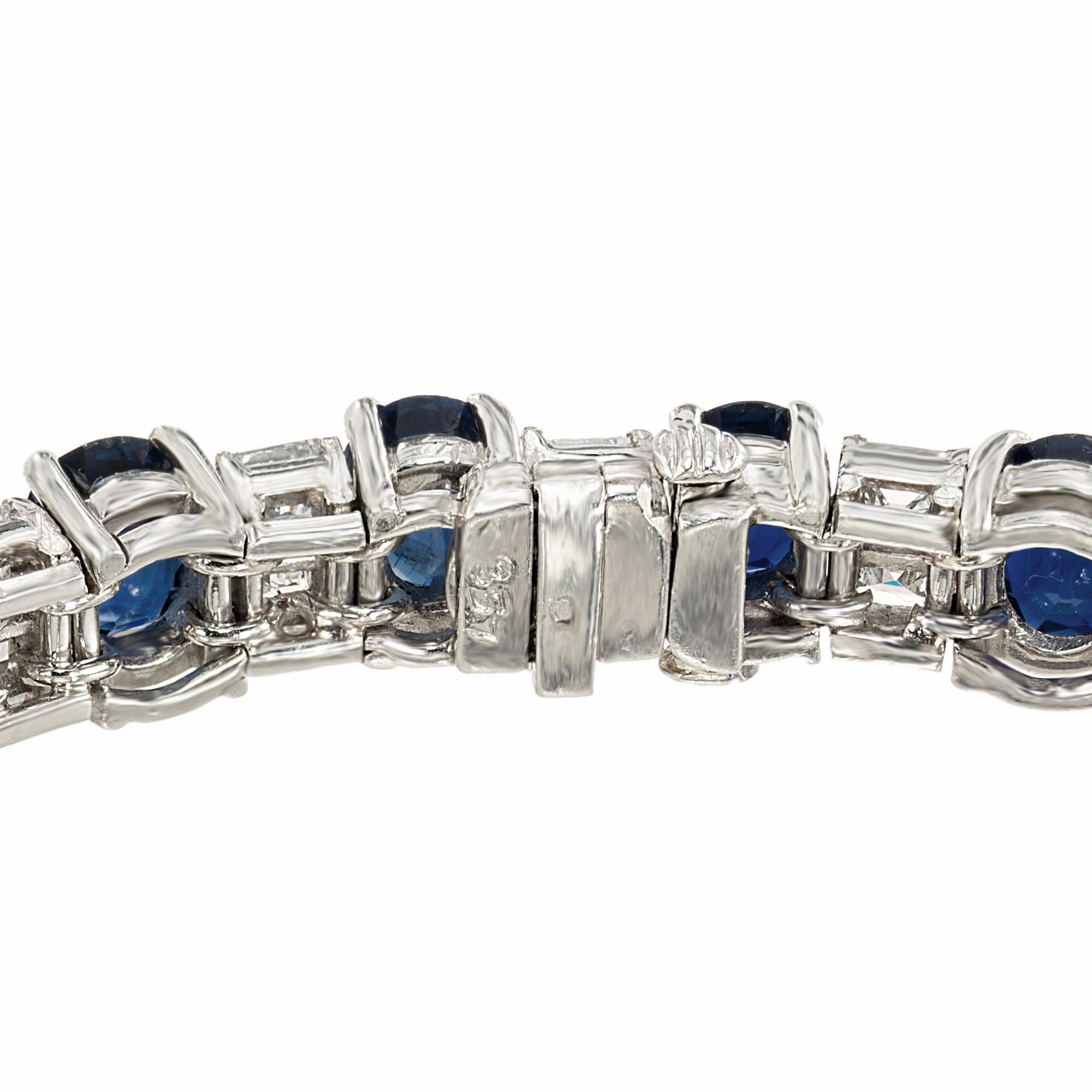 Bracelet en platine certifié GIA 19,56 carats saphir ovale diamant carré en vente 3