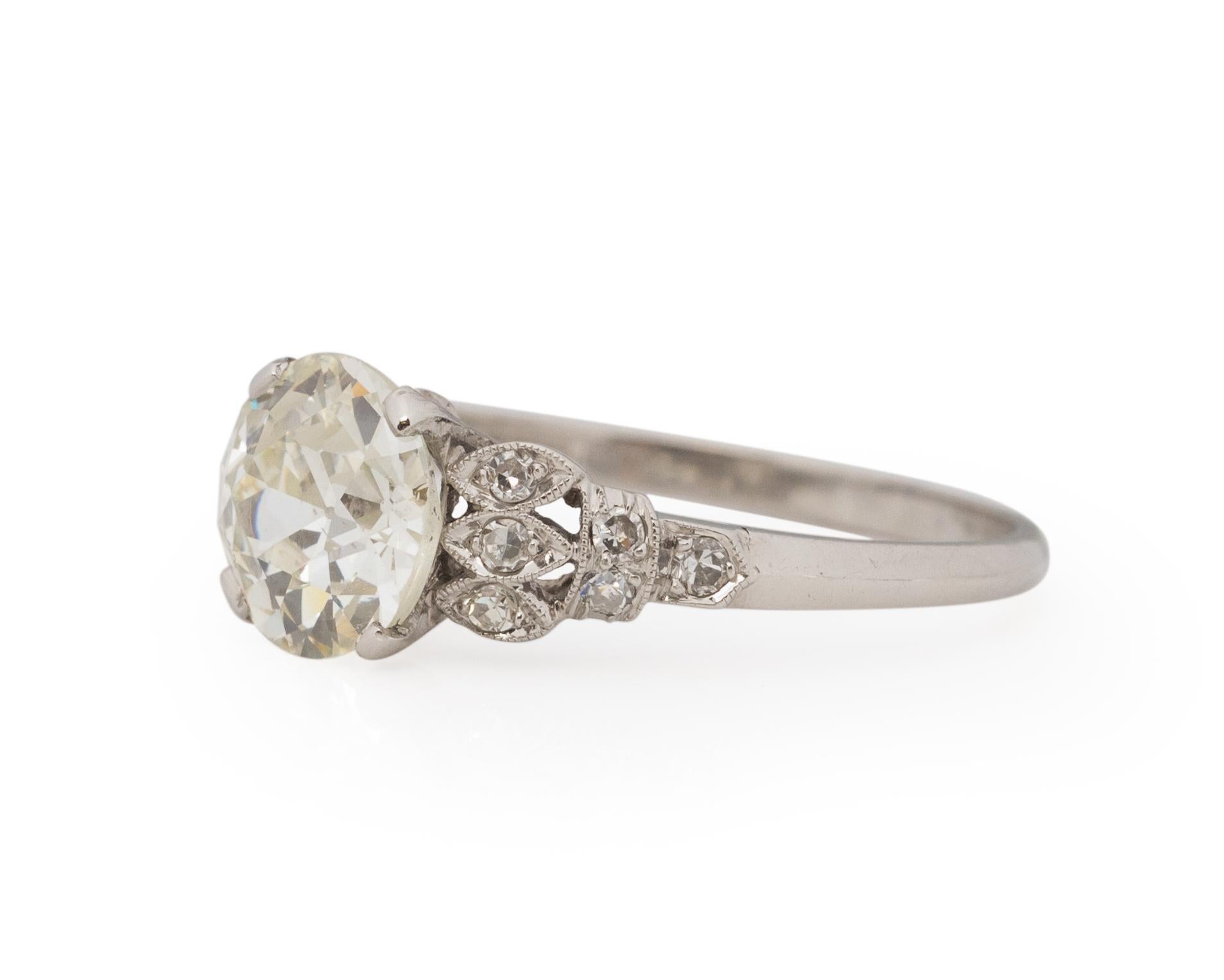 Old European Cut GIA Certified 1.97 Carat Art Deco Diamond Platinum Engagement Ring For Sale