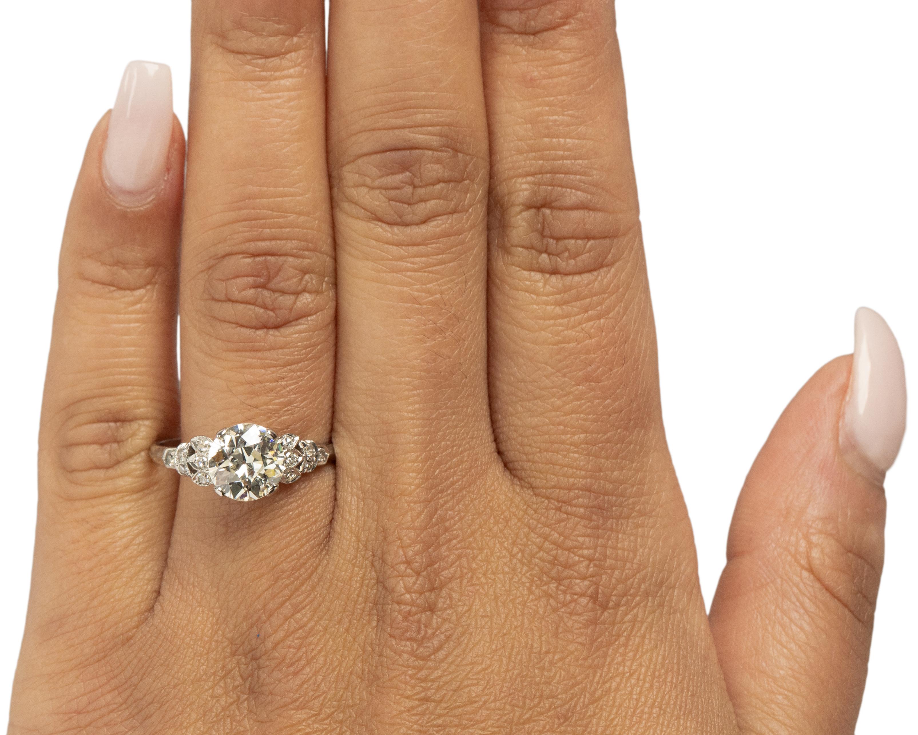 Women's GIA Certified 1.97 Carat Art Deco Diamond Platinum Engagement Ring For Sale