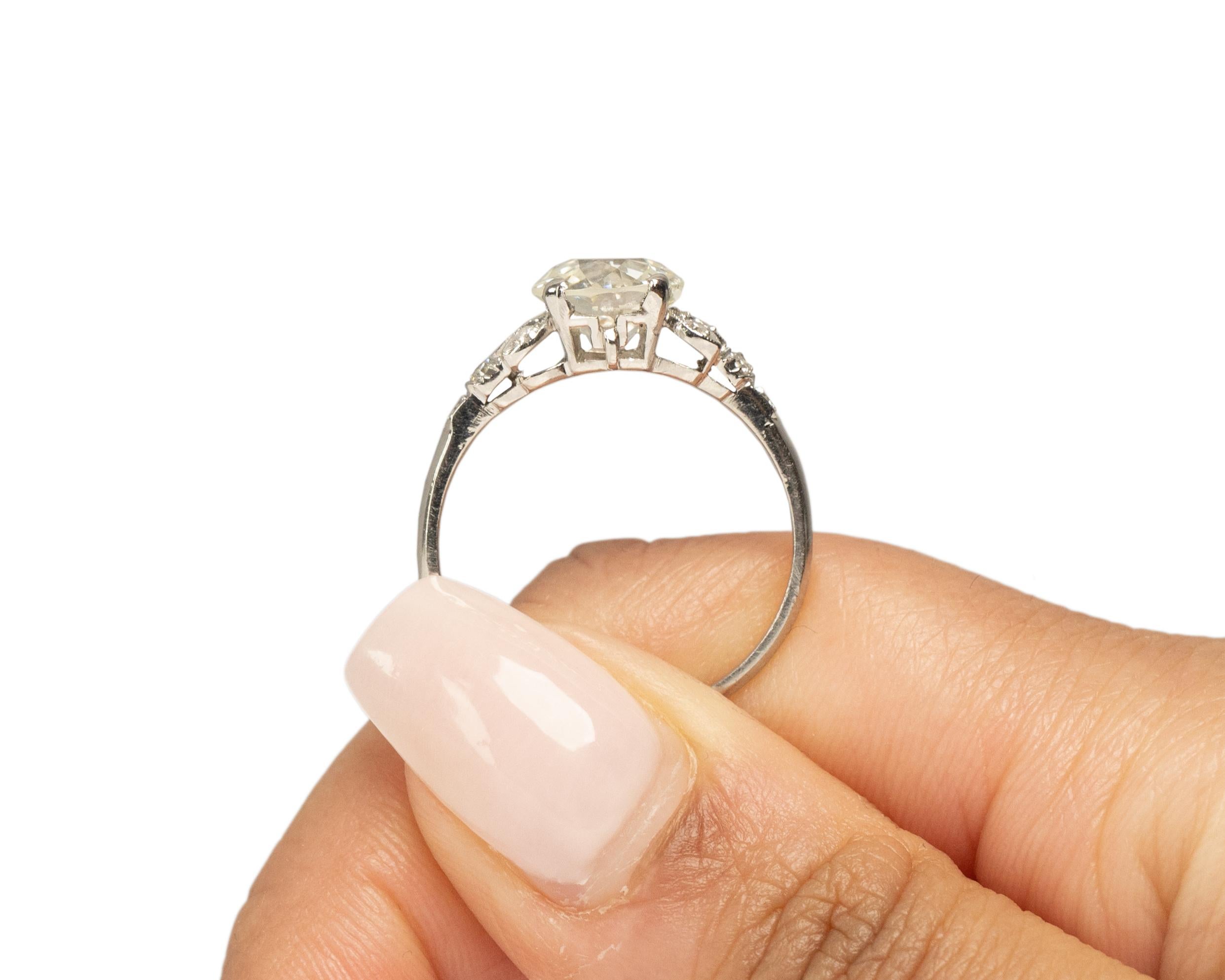 GIA Certified 1.97 Carat Art Deco Diamond Platinum Engagement Ring For Sale 3