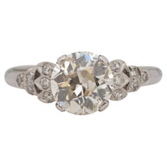 GIA Certified 1.97 Carat Art Deco Diamond Platinum Engagement Ring