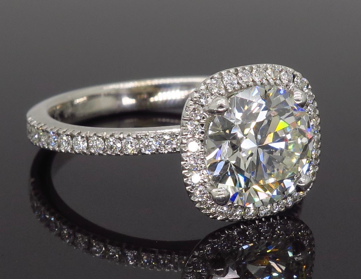 GIA Certified 1.97 Carat Diamond Halo Engagement Ring 7
