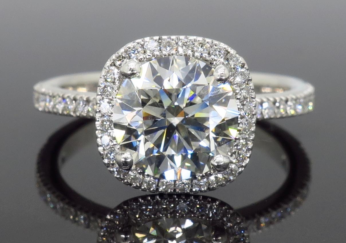 GIA Certified 1.97 Carat Diamond Halo Engagement Ring 1