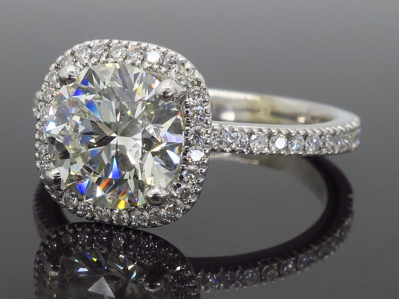 GIA Certified 1.97 Carat Diamond Halo Engagement Ring 2