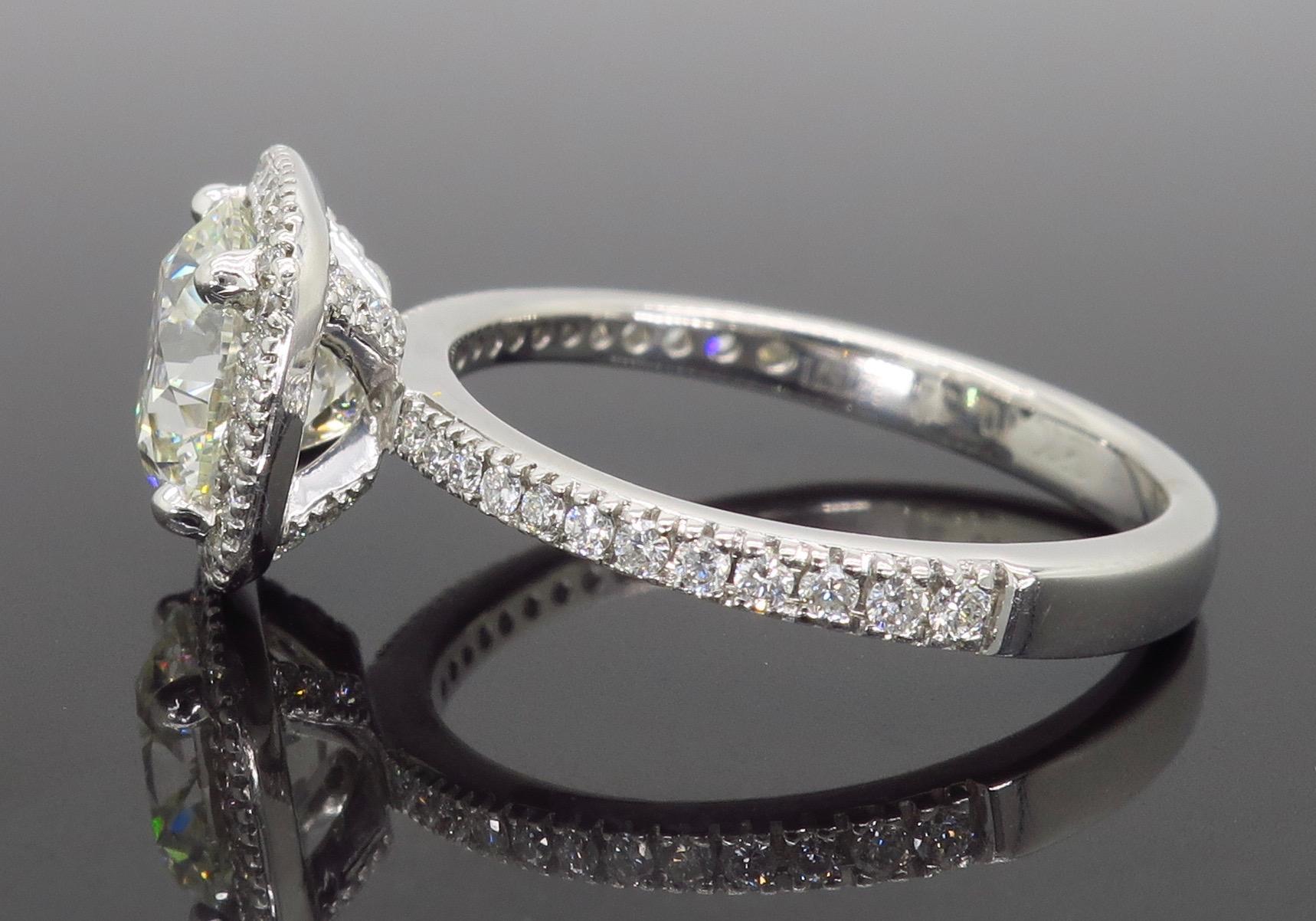 GIA Certified 1.97 Carat Diamond Halo Engagement Ring 3