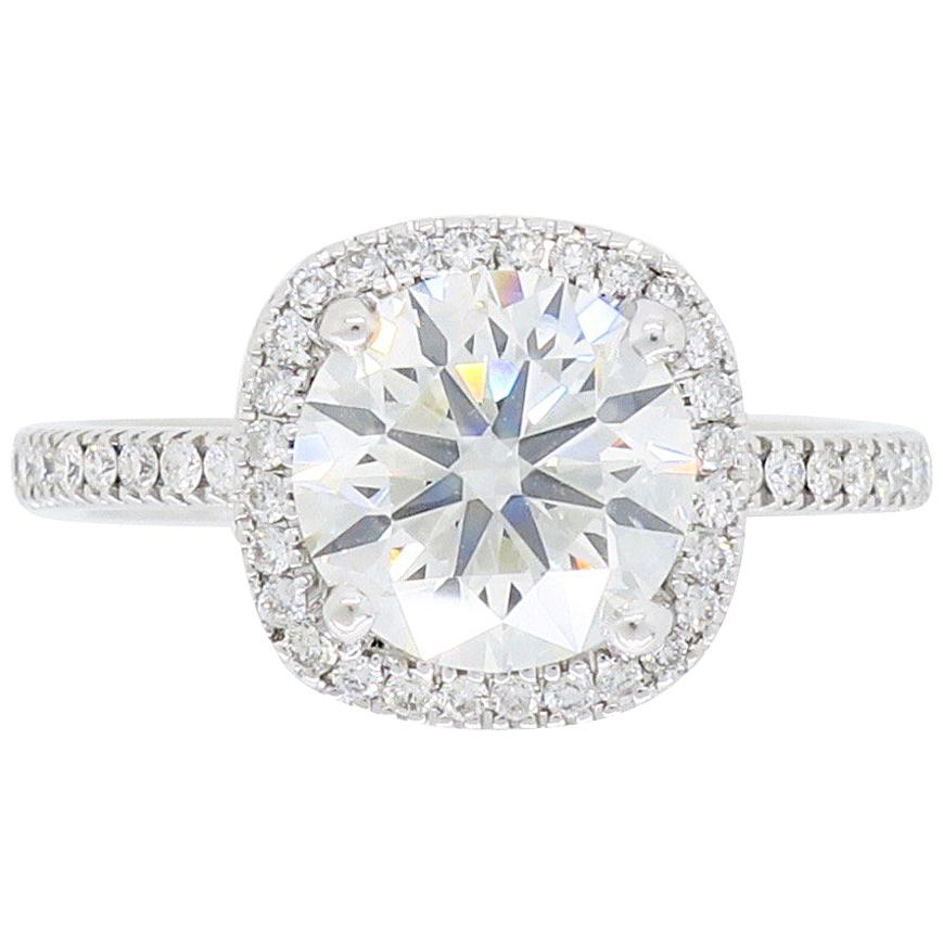 GIA Certified 1.97 Carat Diamond Halo Engagement Ring