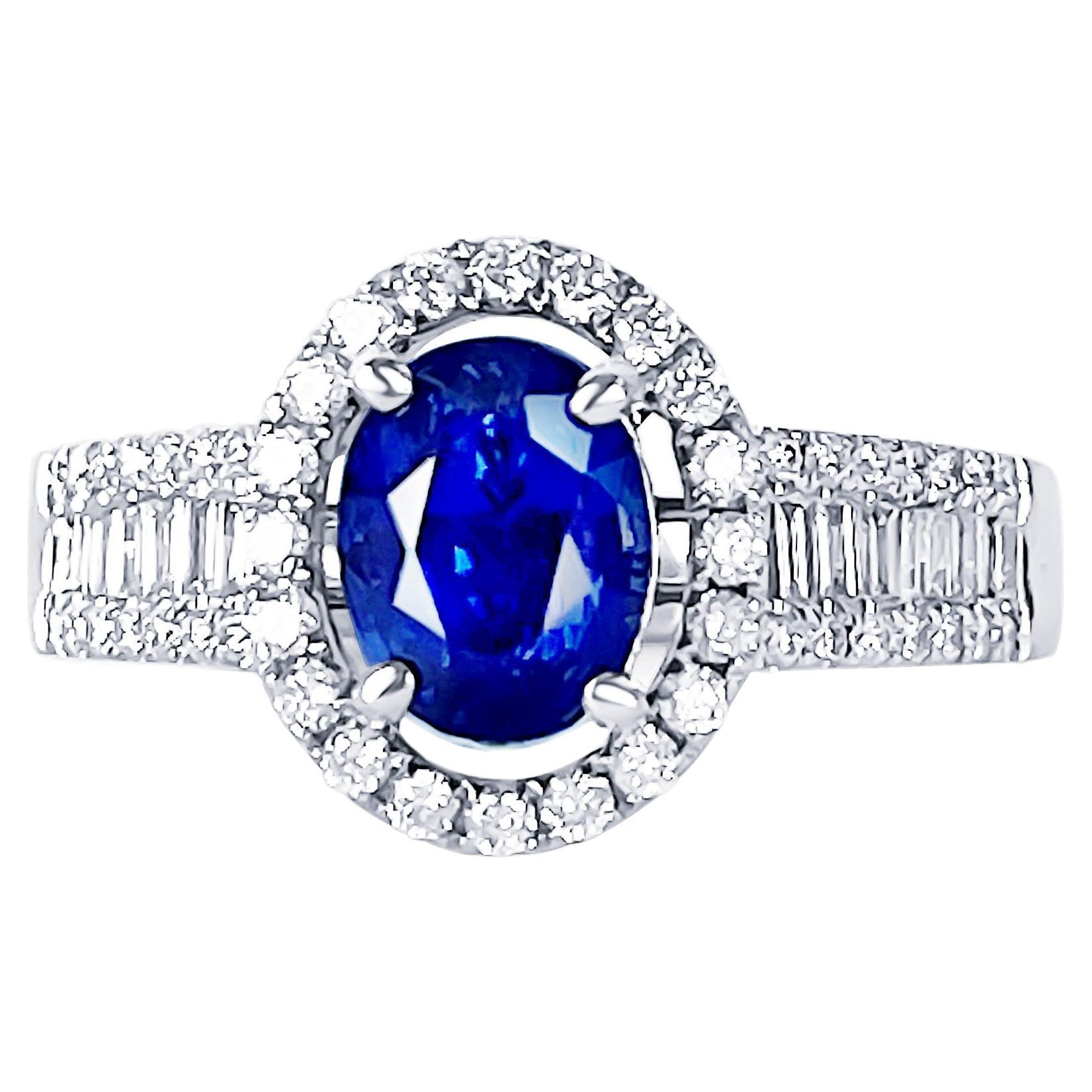 GIA Certified 1.98 Carats Royal Blue Sapphire Diamond 18k Gold Ring For Sale