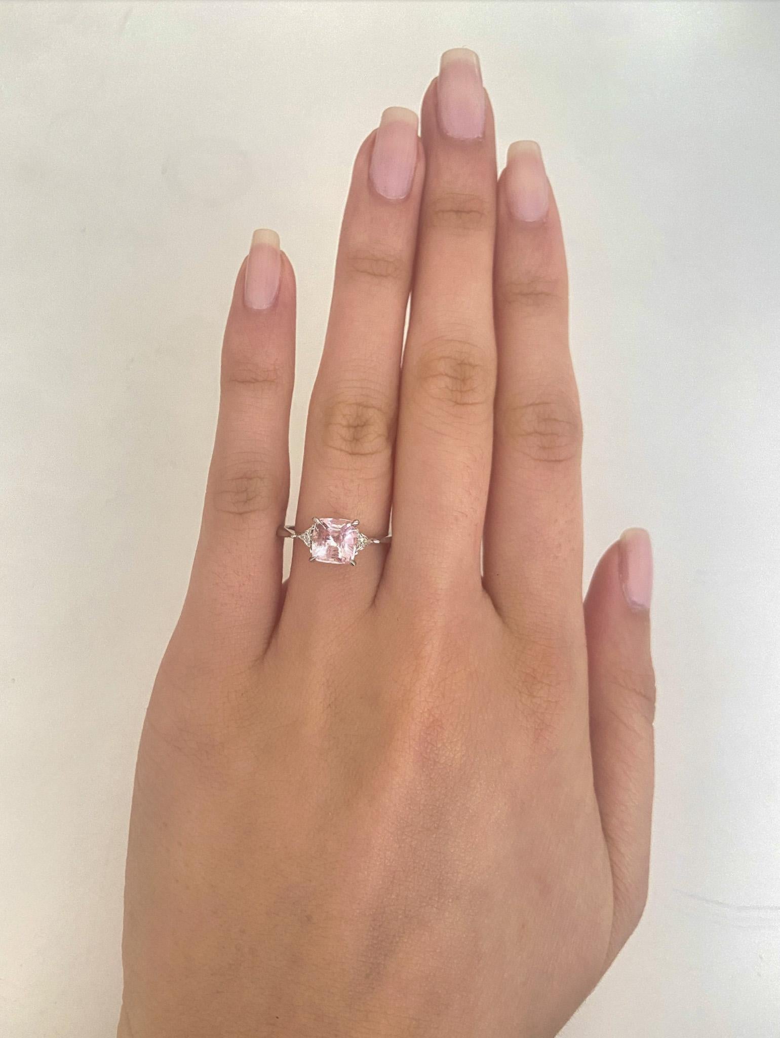 GIA Certified 1.98 Ct. Natural Light Pink Sapphire Diamond Engagement Ring  In New Condition For Sale In Los Angeles, CA