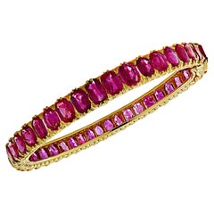 GIA Certified 19.80 Carat Burma Ruby Bangle Bracelet