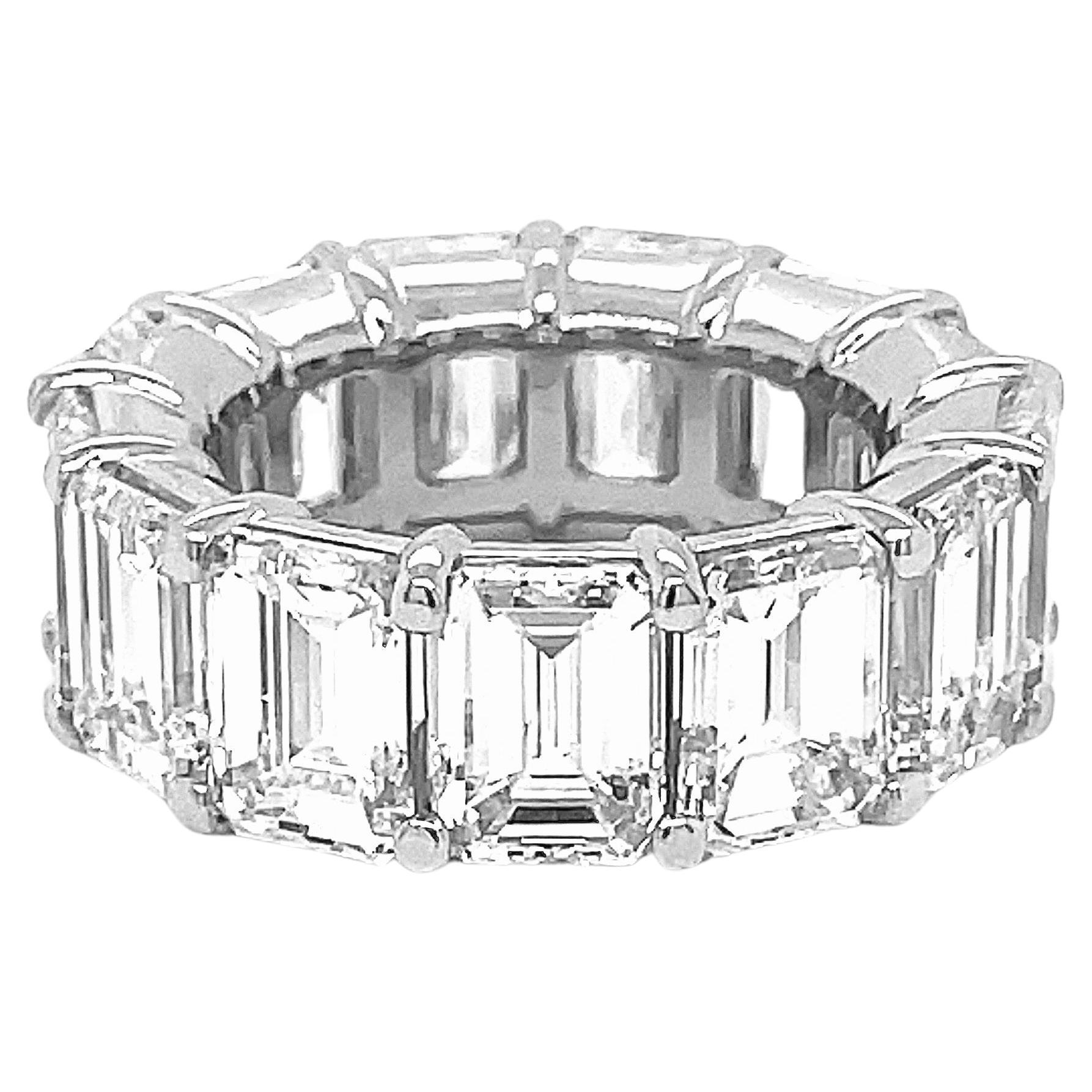 GIA Certified 19.81 Carat Emerald Cut Eternity Band For Sale