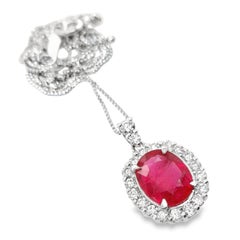 GIA Certified 1.98ct Natural Ruby Platinum Necklace
