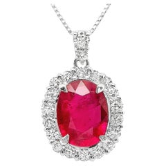 GIA Certified 1.98ct Natural Ruby Platinum Necklace