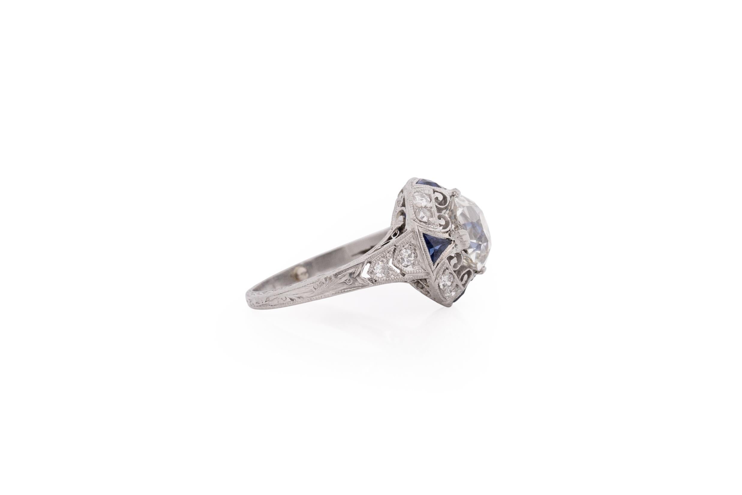 GIA Certified 1.99 Carat Art Deco Diamond Platinum Engagement Ring In Good Condition In Atlanta, GA