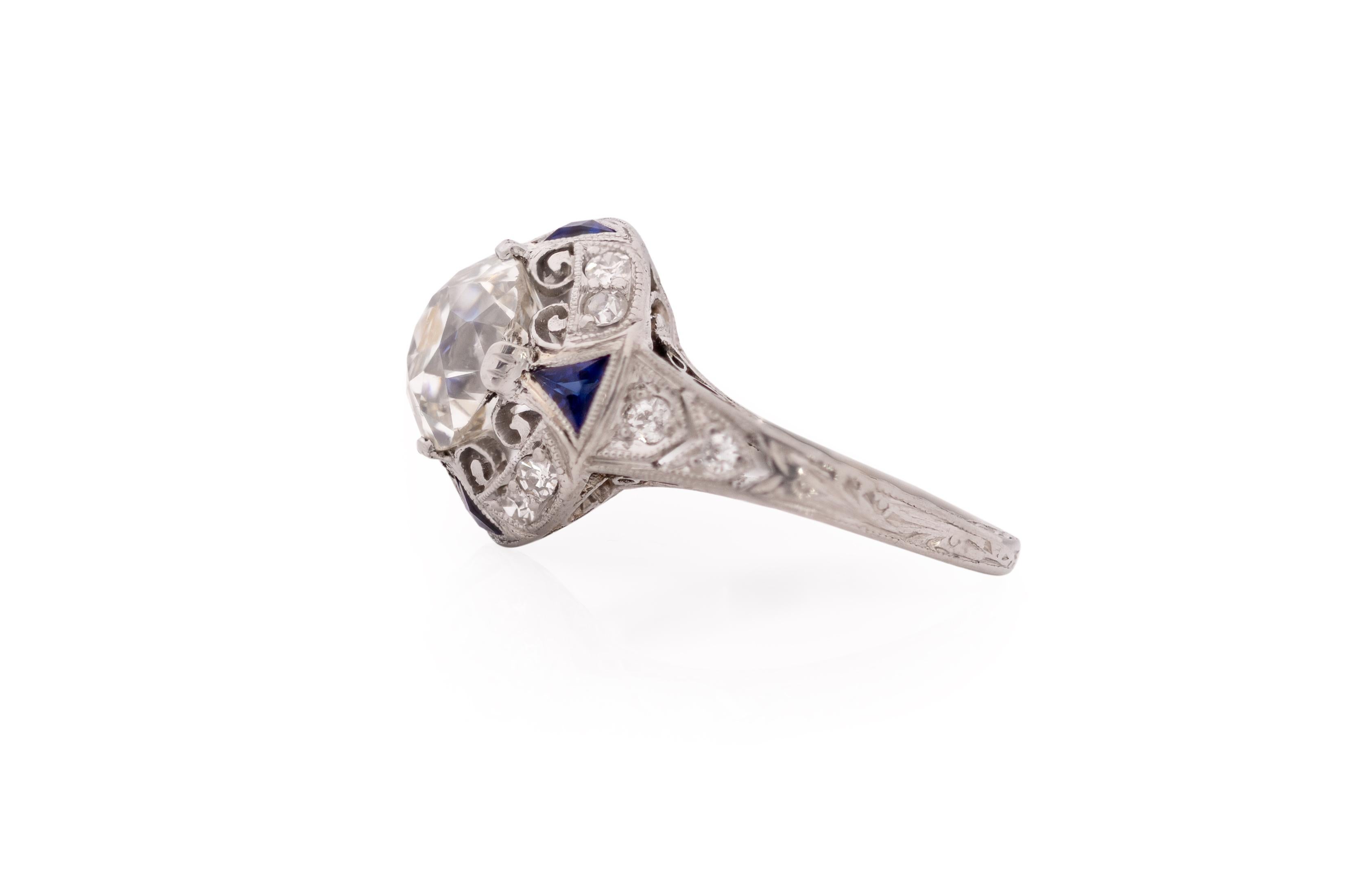 Women's GIA Certified 1.99 Carat Art Deco Diamond Platinum Engagement Ring