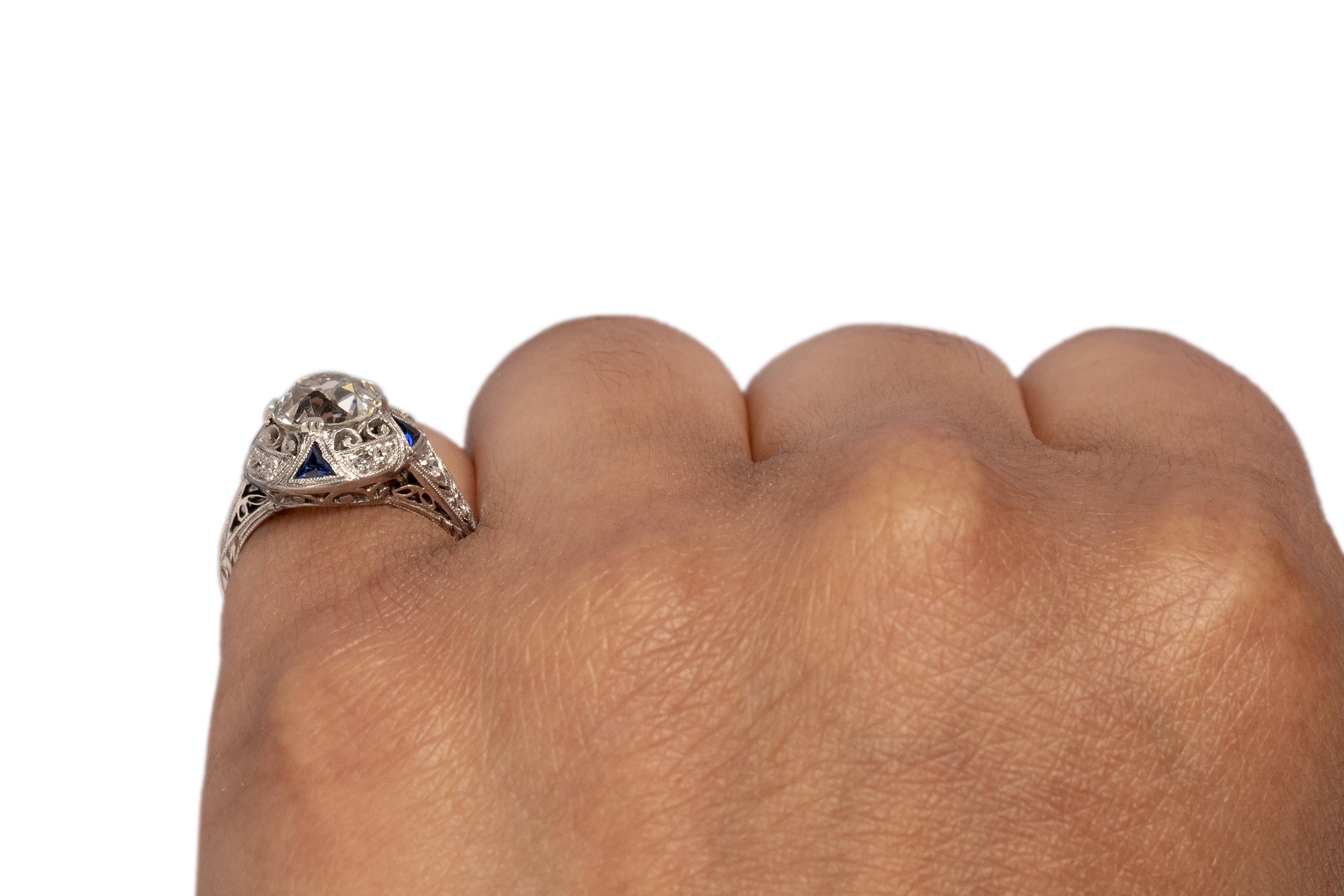 GIA Certified 1.99 Carat Art Deco Diamond Platinum Engagement Ring 2