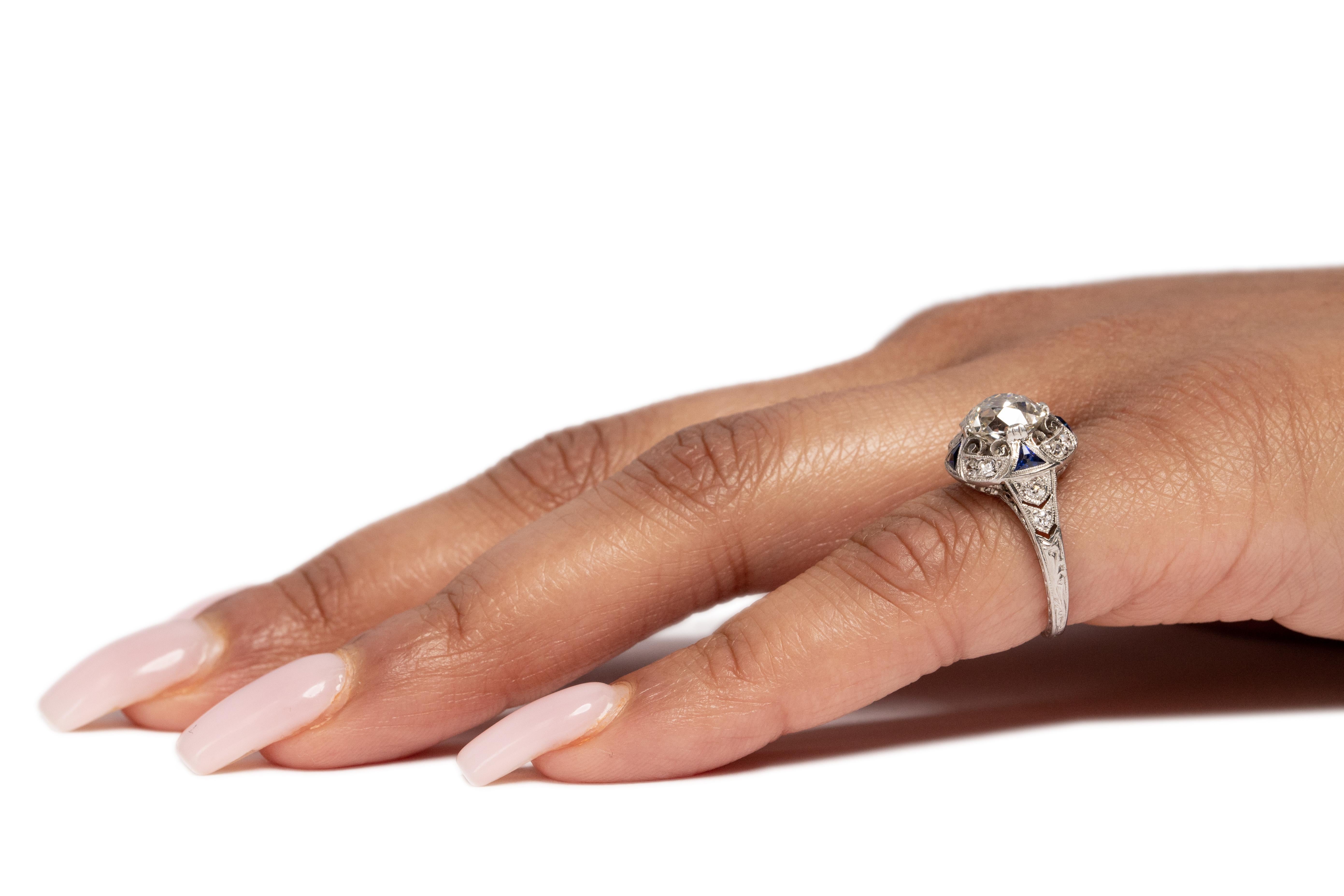 GIA Certified 1.99 Carat Art Deco Diamond Platinum Engagement Ring 3