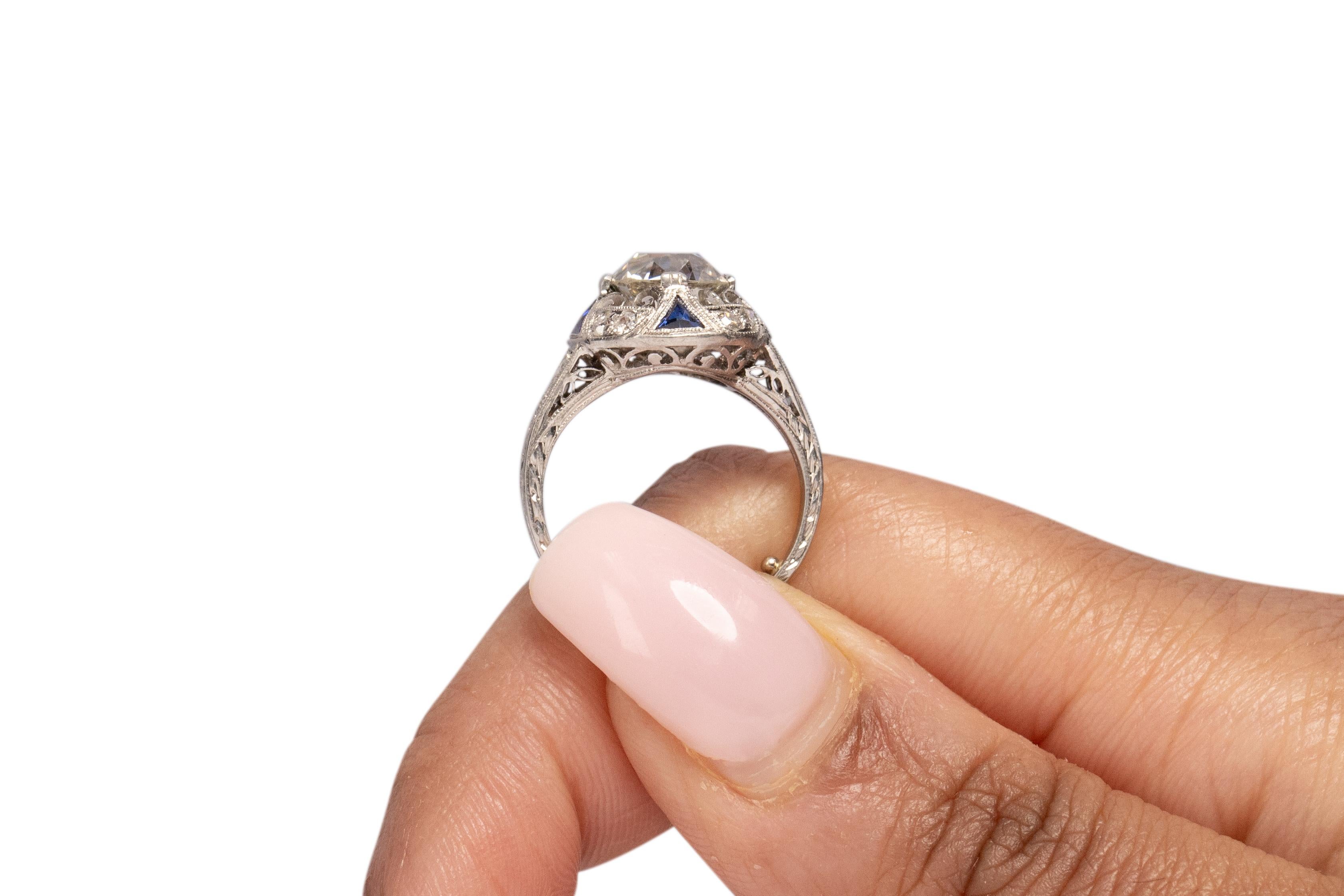 GIA Certified 1.99 Carat Art Deco Diamond Platinum Engagement Ring 4