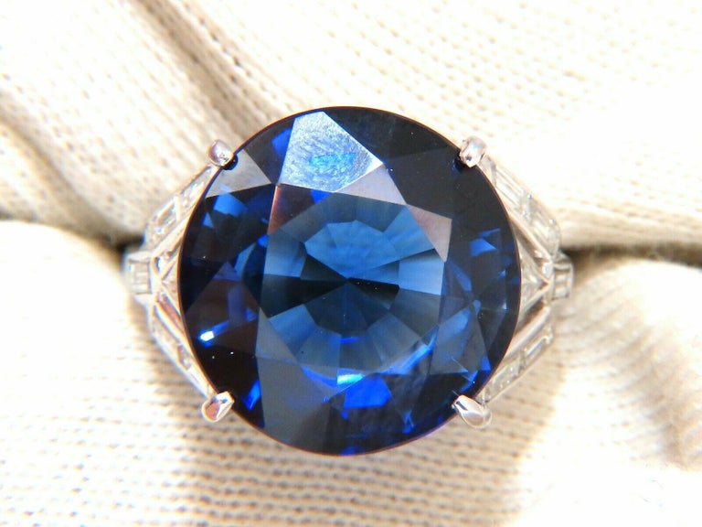 GIA Certified 19.99 Carat Lab Sapphire Diamonds Ring Vivid Blue