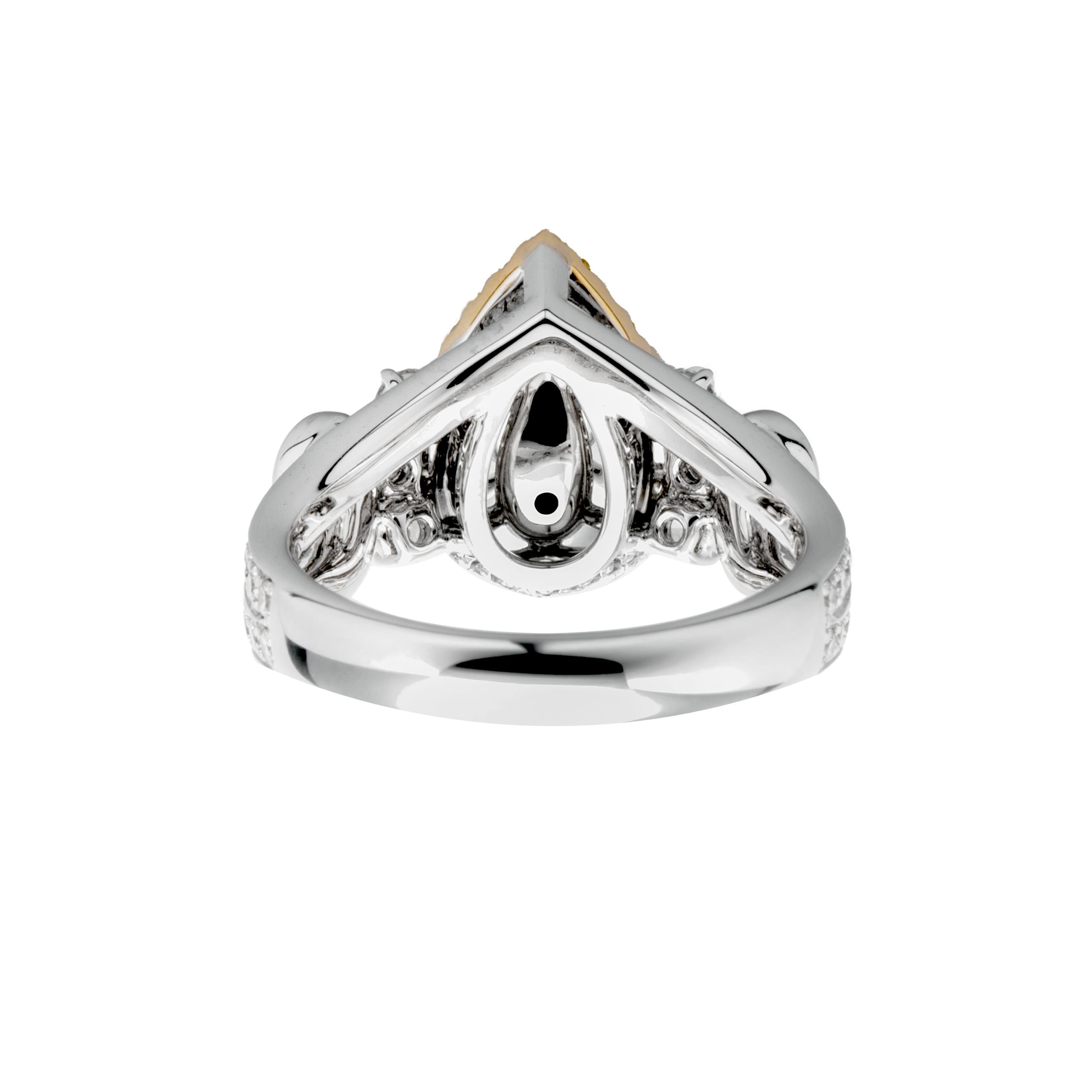 Contemporary GIA Certified, 1.99ct Natural W-X Colour Pear Shape Solitaire Diamond ring 18KT. For Sale