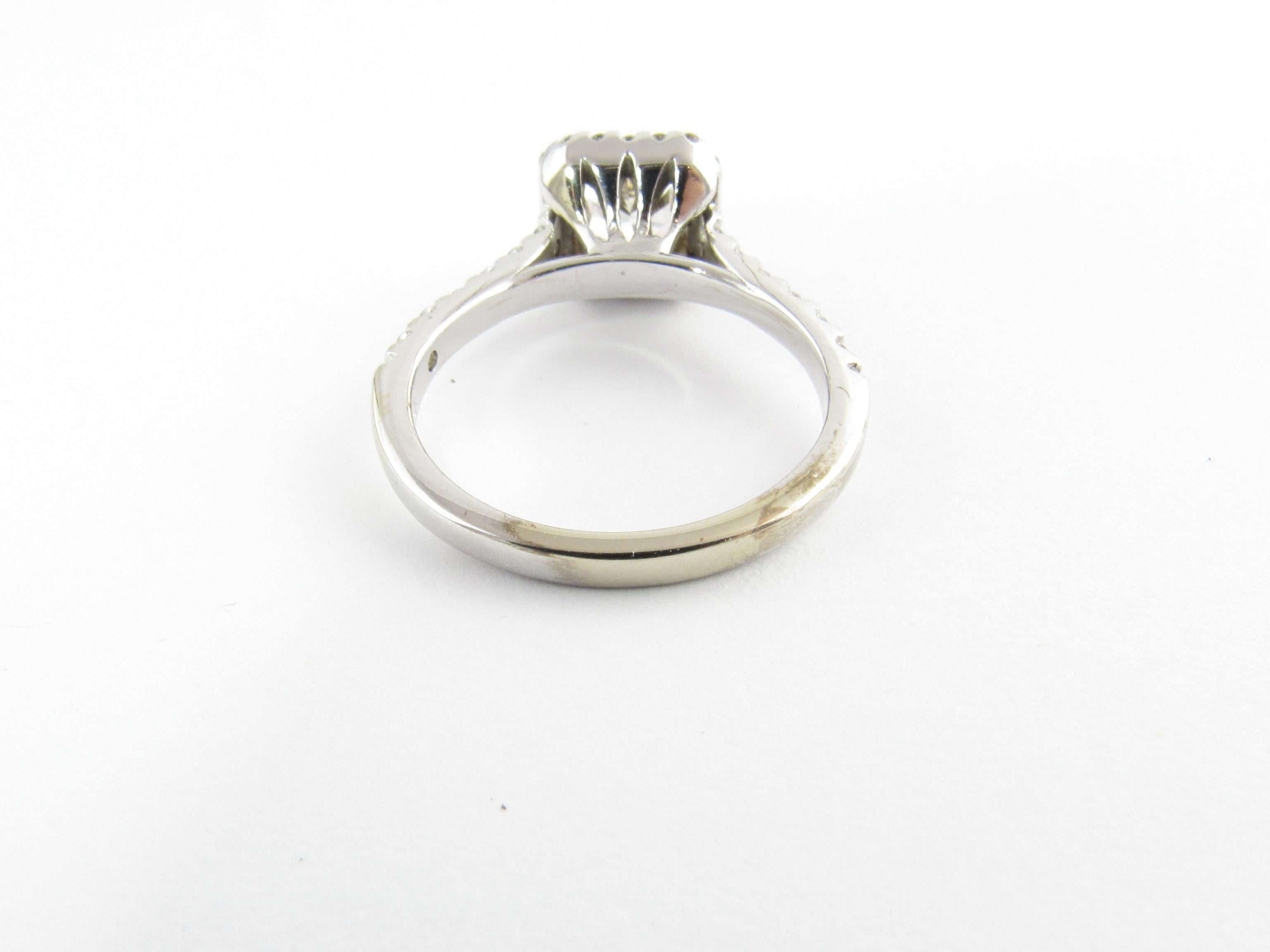 GIA Certified 1 Carat Cushion Cut Diamond Halo Ring 14 Karat White Gold In Good Condition In Washington Depot, CT